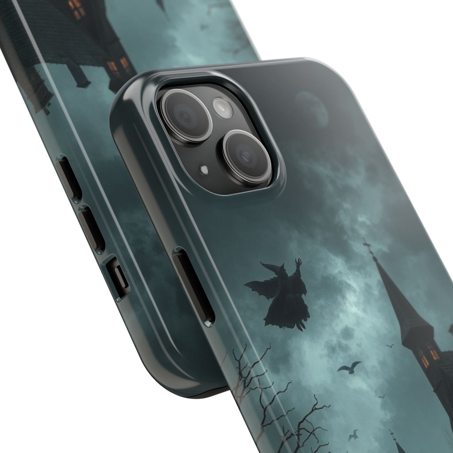 Halloween-Themed Tough Phone Case with Spooky House Design