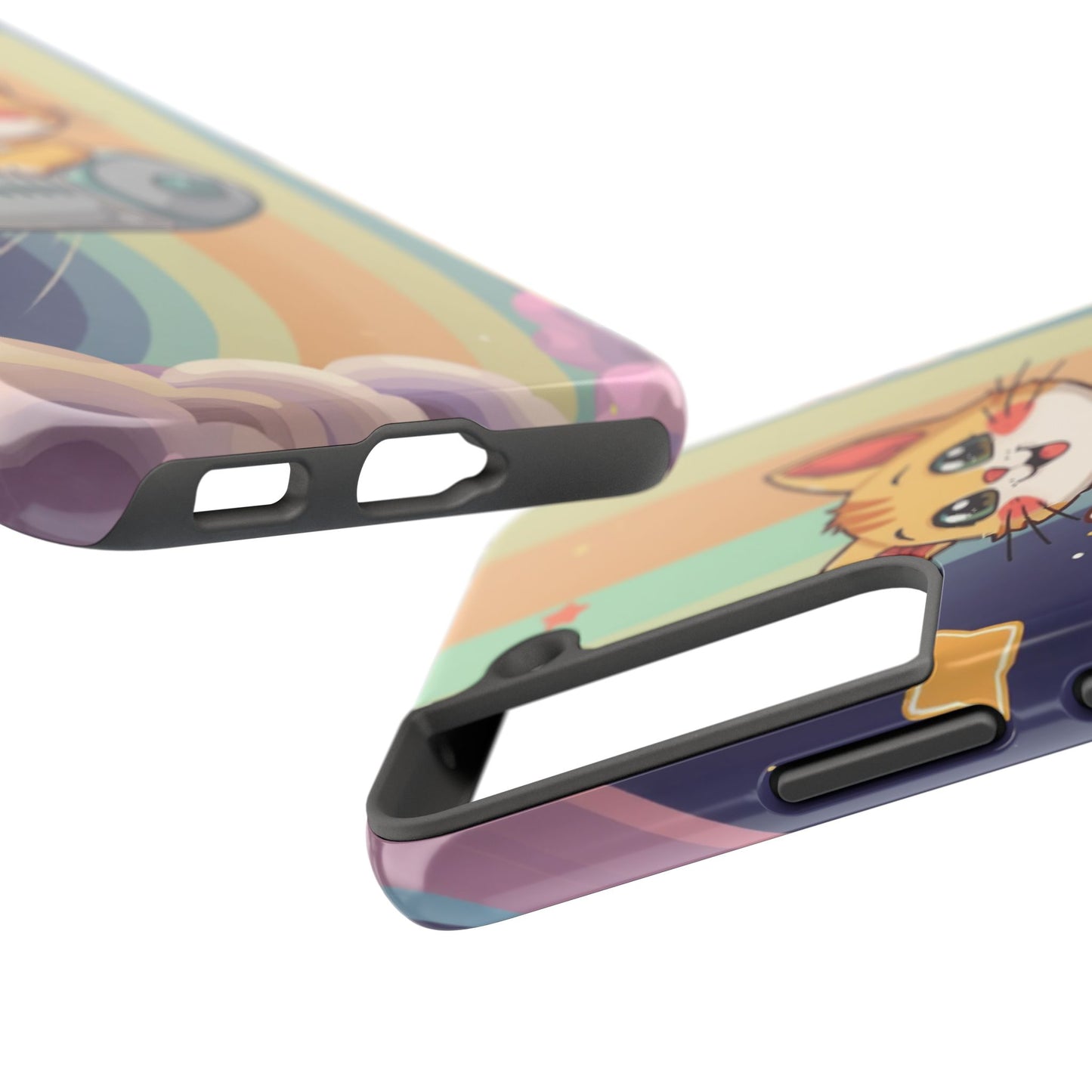 Cute Cat Rocket Phone Case - Vibrant and Playful Tough Case