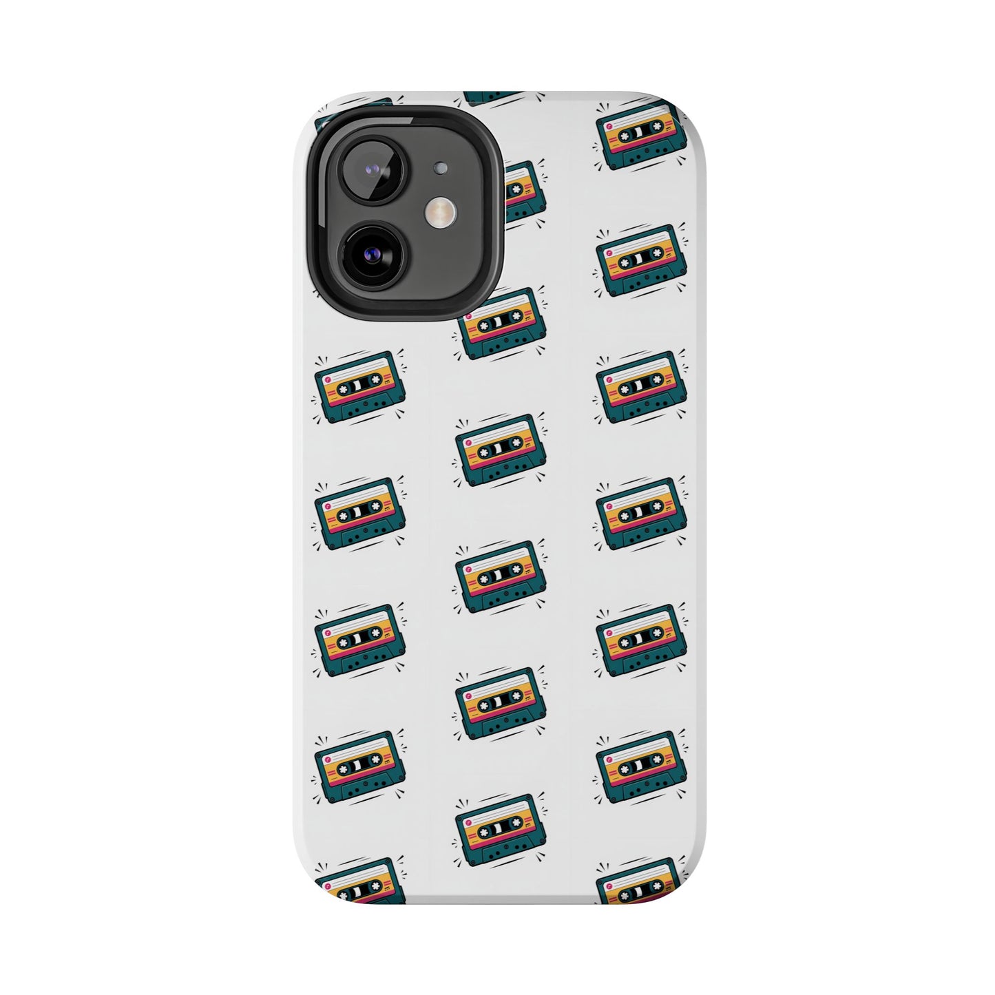 Retro Cassette Tape Phone Case Pattern - White