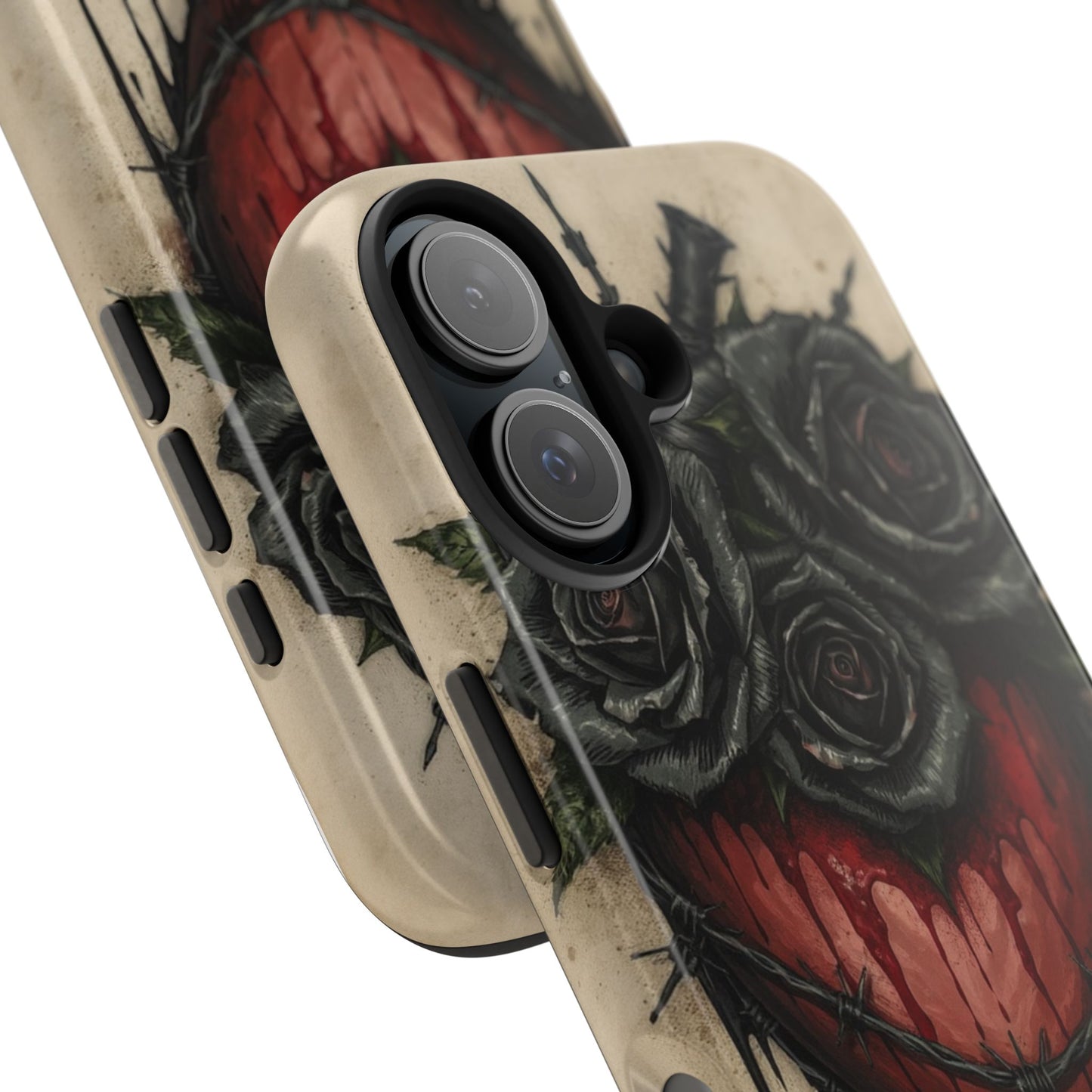 Gothic Heart Phone Case with Roses - Tough & Durable Design