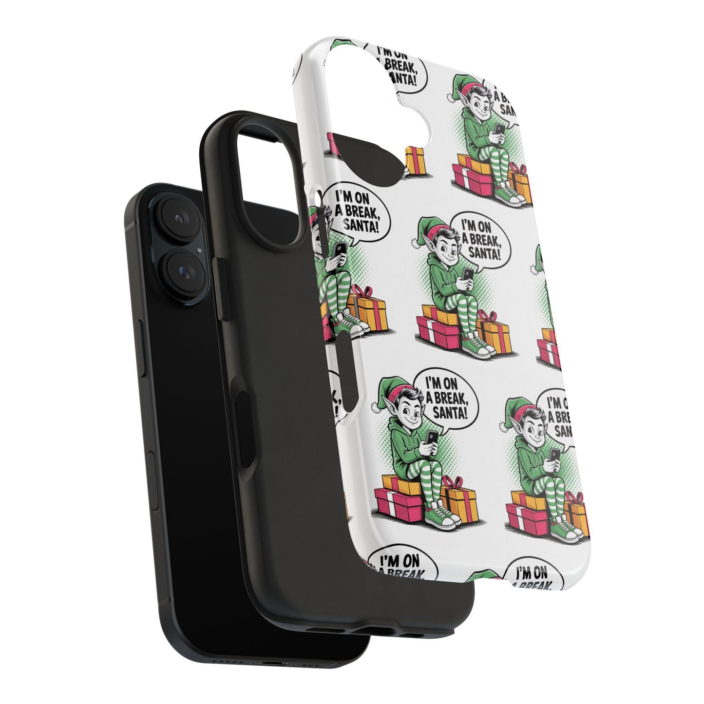 Christmas Elf Tough Phone Case - I'm on a Break, Santa Pattern!