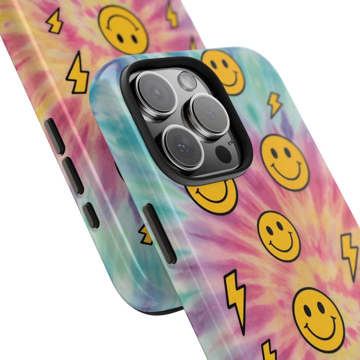 Colorful Smiley Lightning Tough Phone Case - Fun & Durable