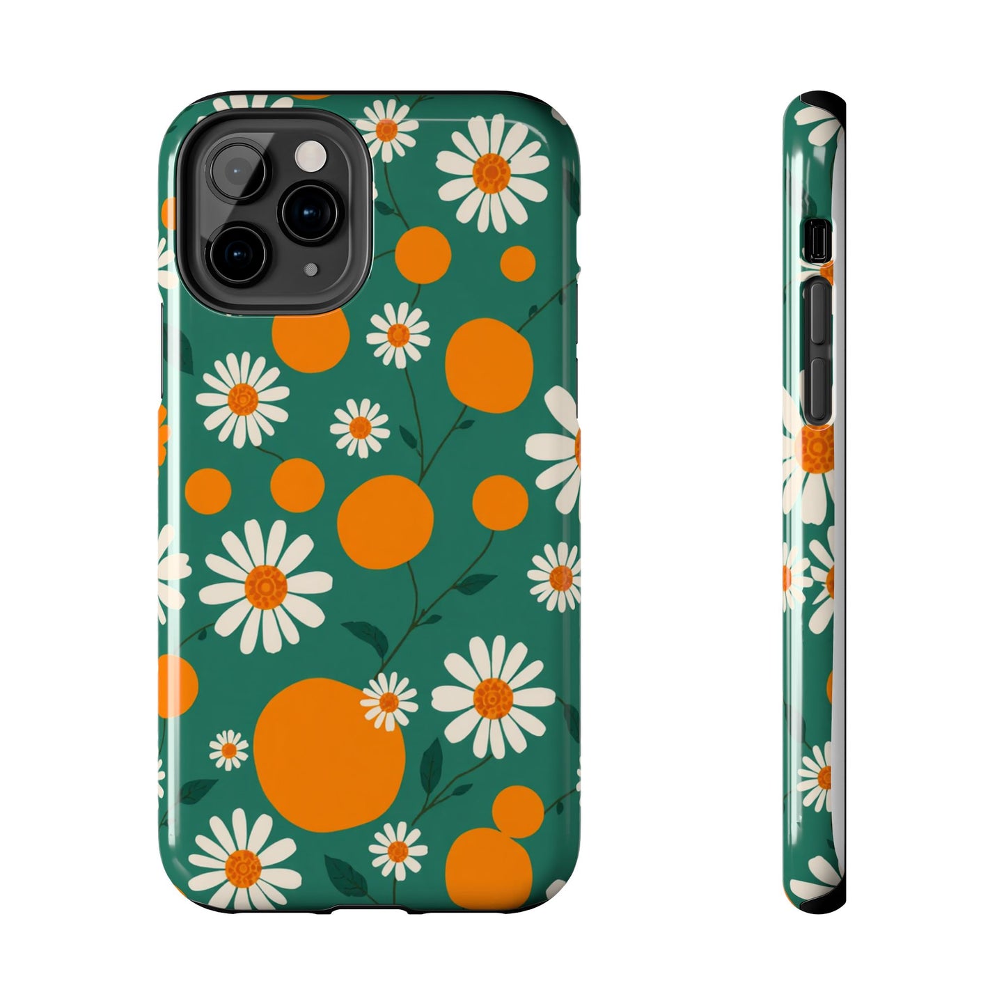 Floral Tough Phone Case - Daisy & Orange Design