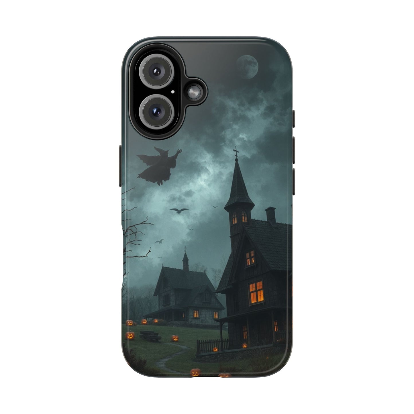 Halloween-Themed Tough Phone Case with Spooky House Design