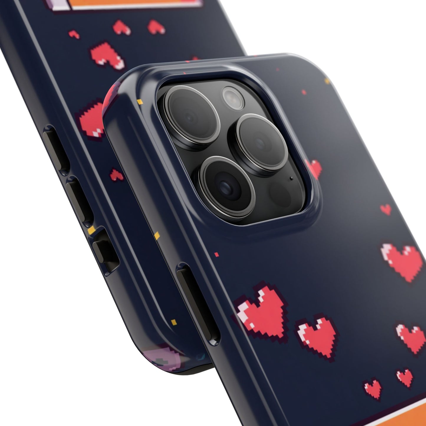 Pixel Heart Tough Phone Case - Retro Gamer Style for Valentine's Day