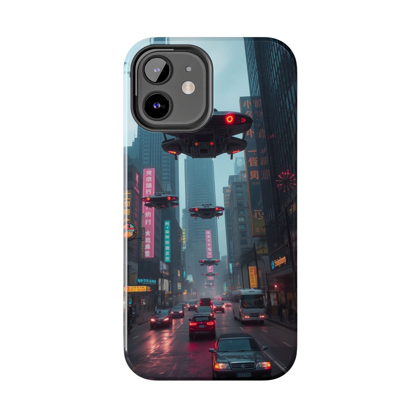 Futuristic City Tough Phone Case - Sci-Fi Design for Urban Explorers