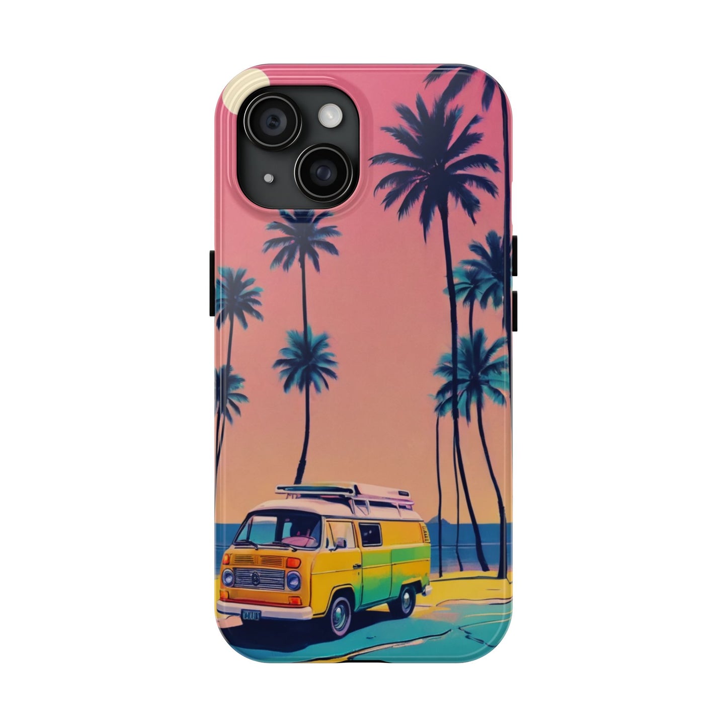 Tropical Beach Vibe Tough Phone Case - Vintage Van Design - for iPhone