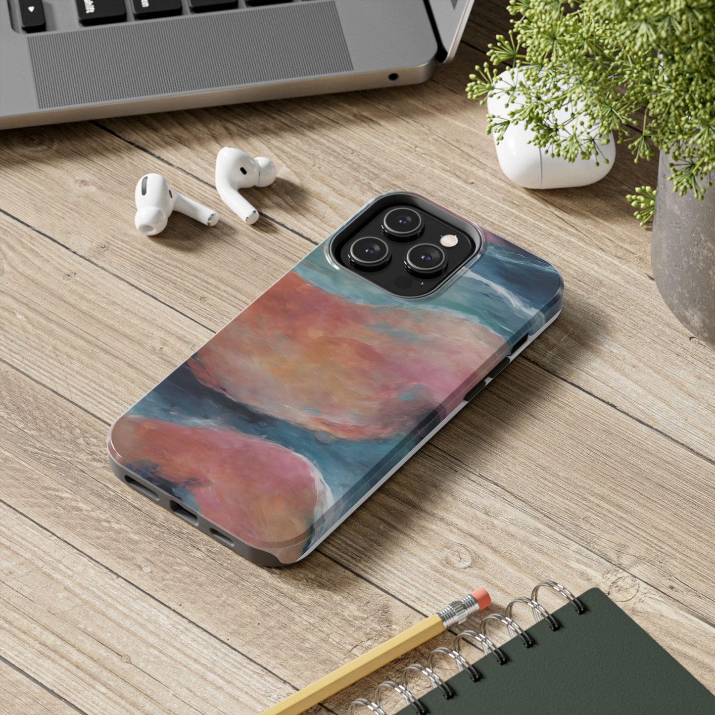 Artistic Painted Sea Tough Phone Case - Abstract Waves Design - for iPhone