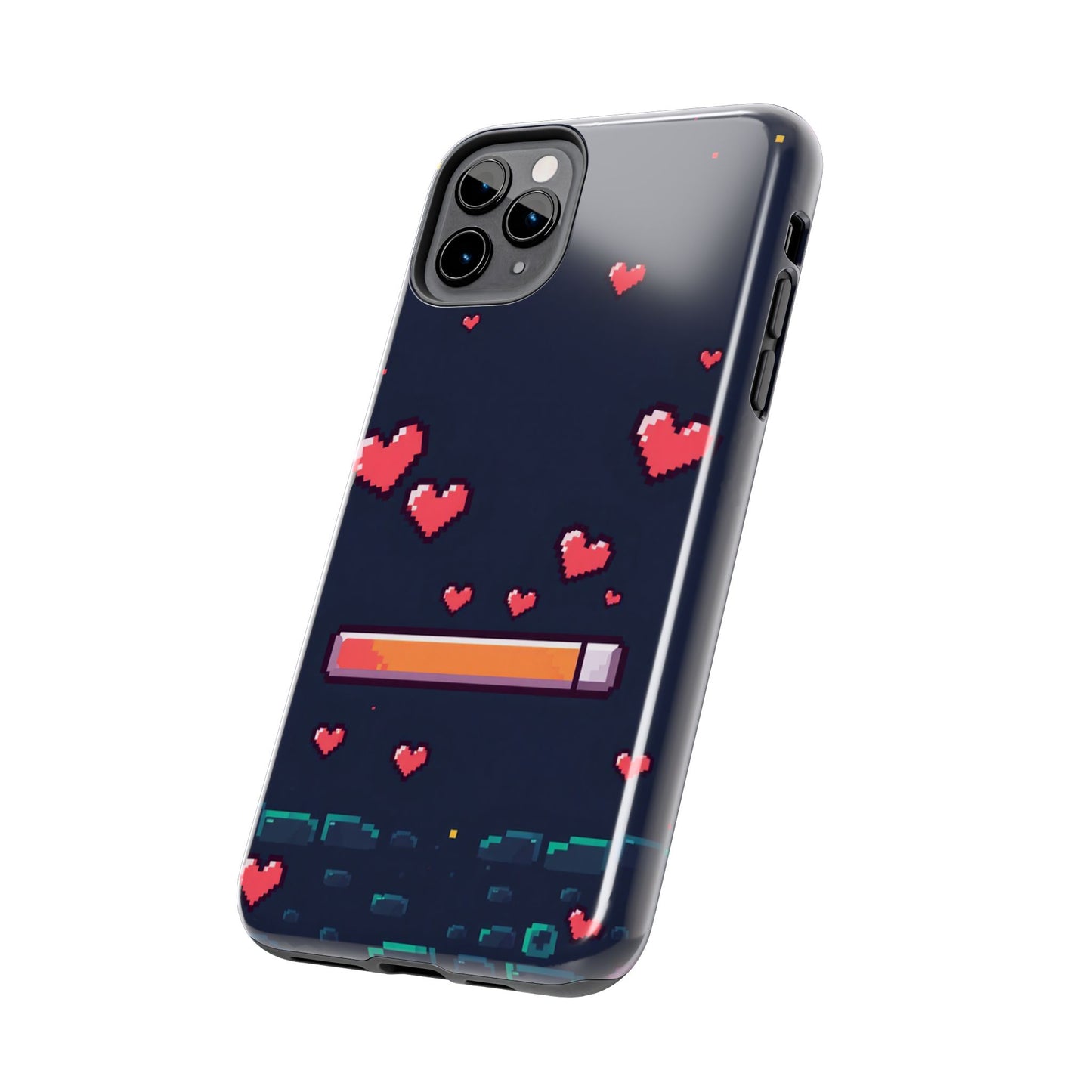 Pixel Heart Tough Phone Case - Retro Gamer Style for Valentine's Day