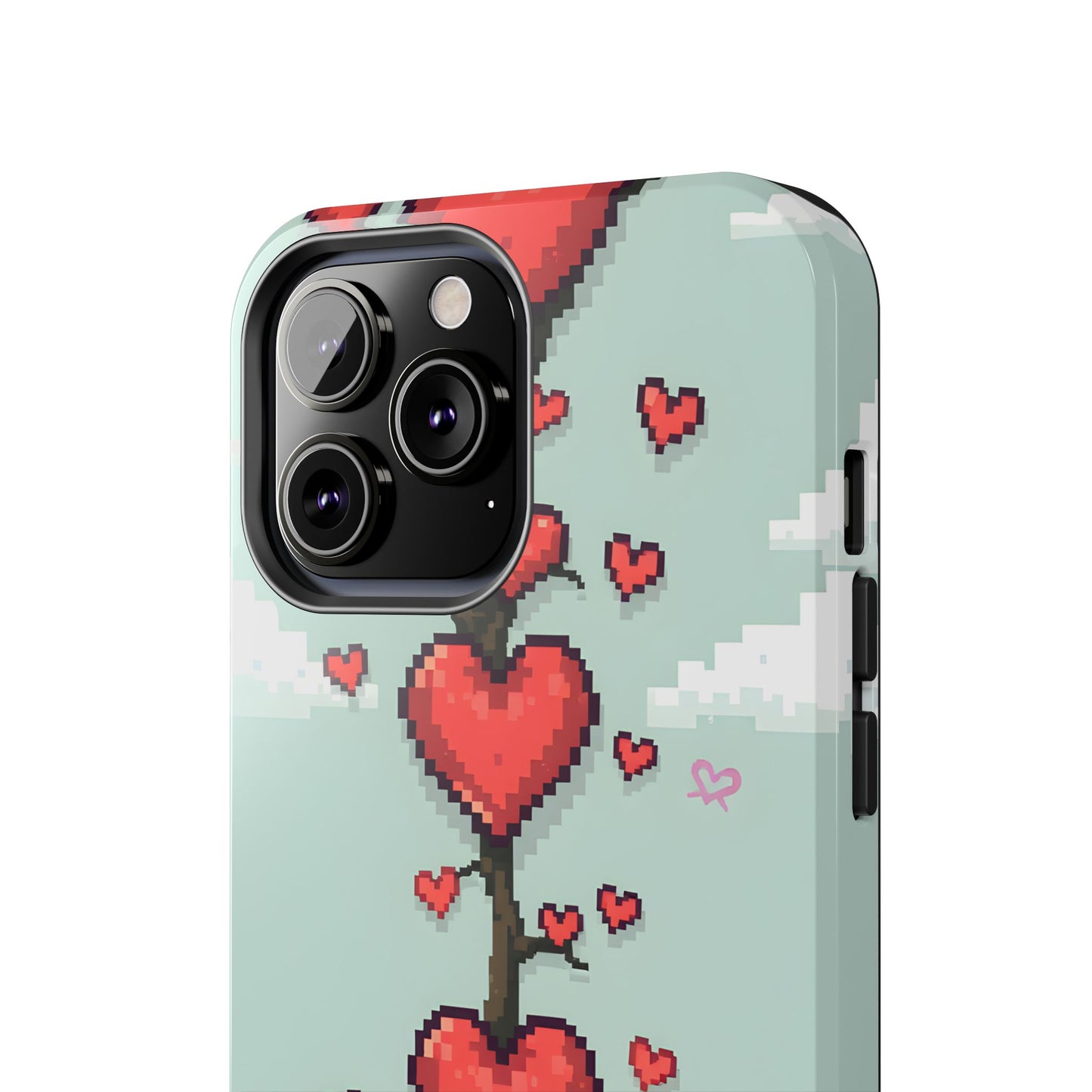 Pixelated Love Hearts Tree | Tough Phone Case - Cute Design - for iPhone