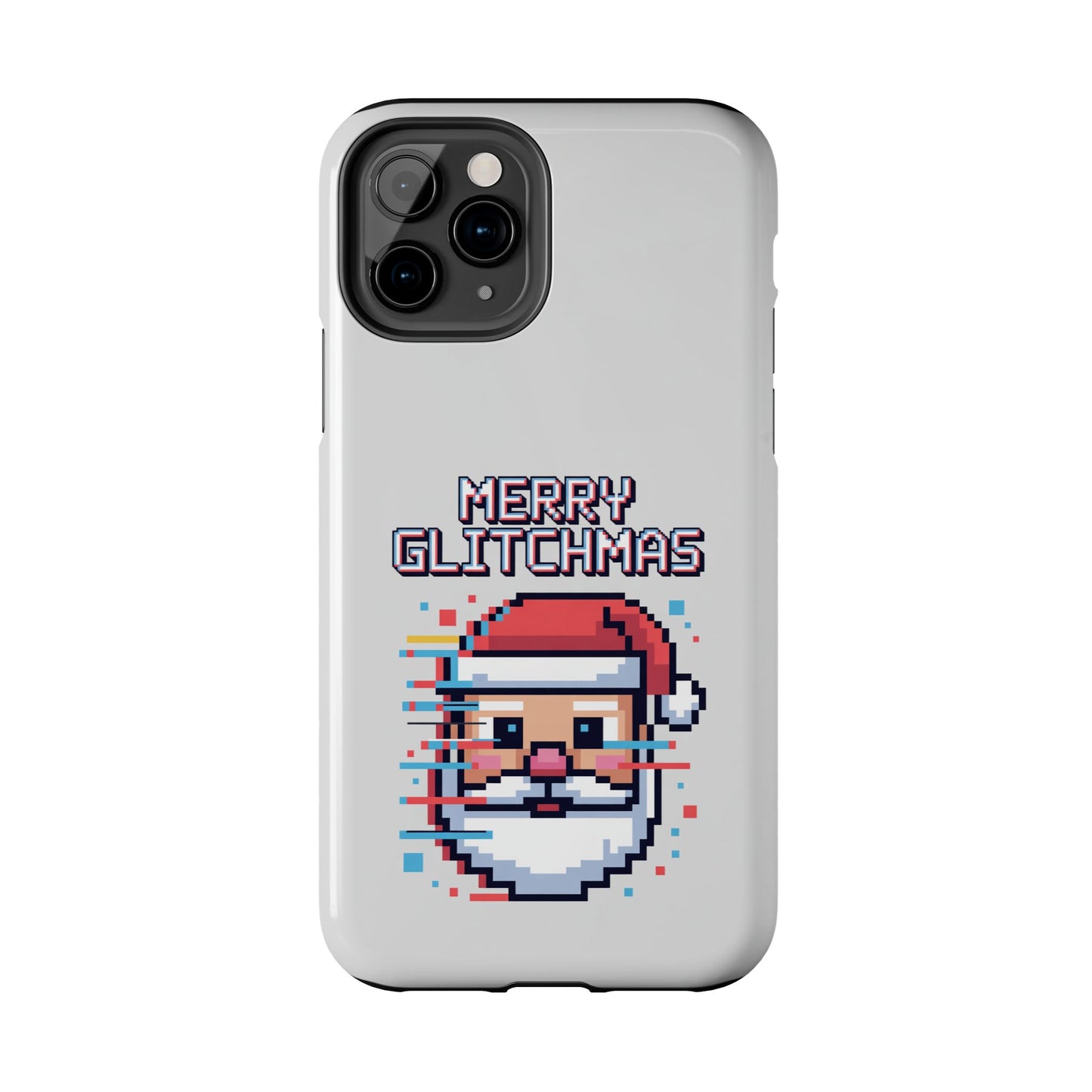 Merry Glitchmas Phone Case - Christmas Pixel Art Design for iPhone
