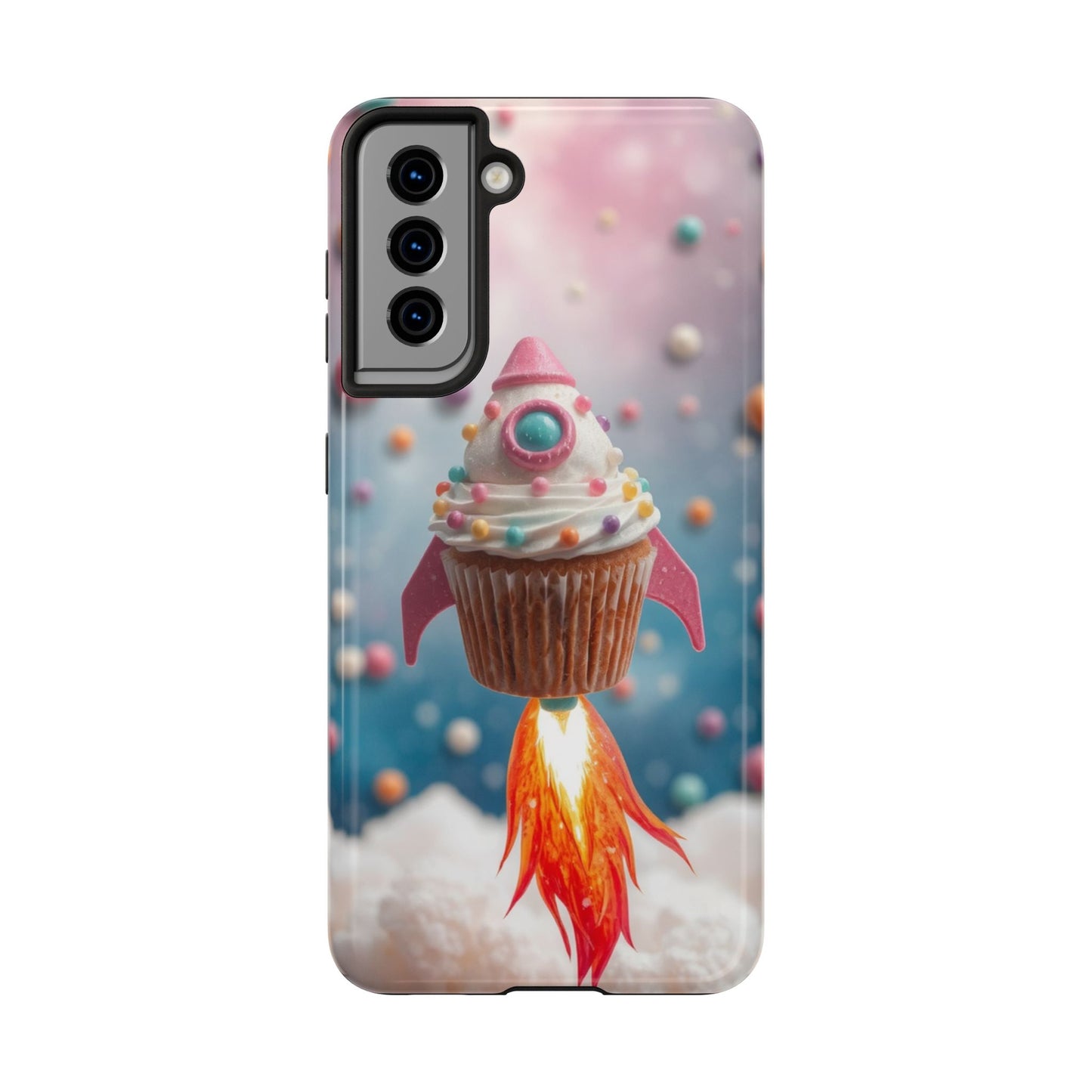 Whimsical Rocket Cupcake Phone Case - Fun Protective Case for Kids and Teens