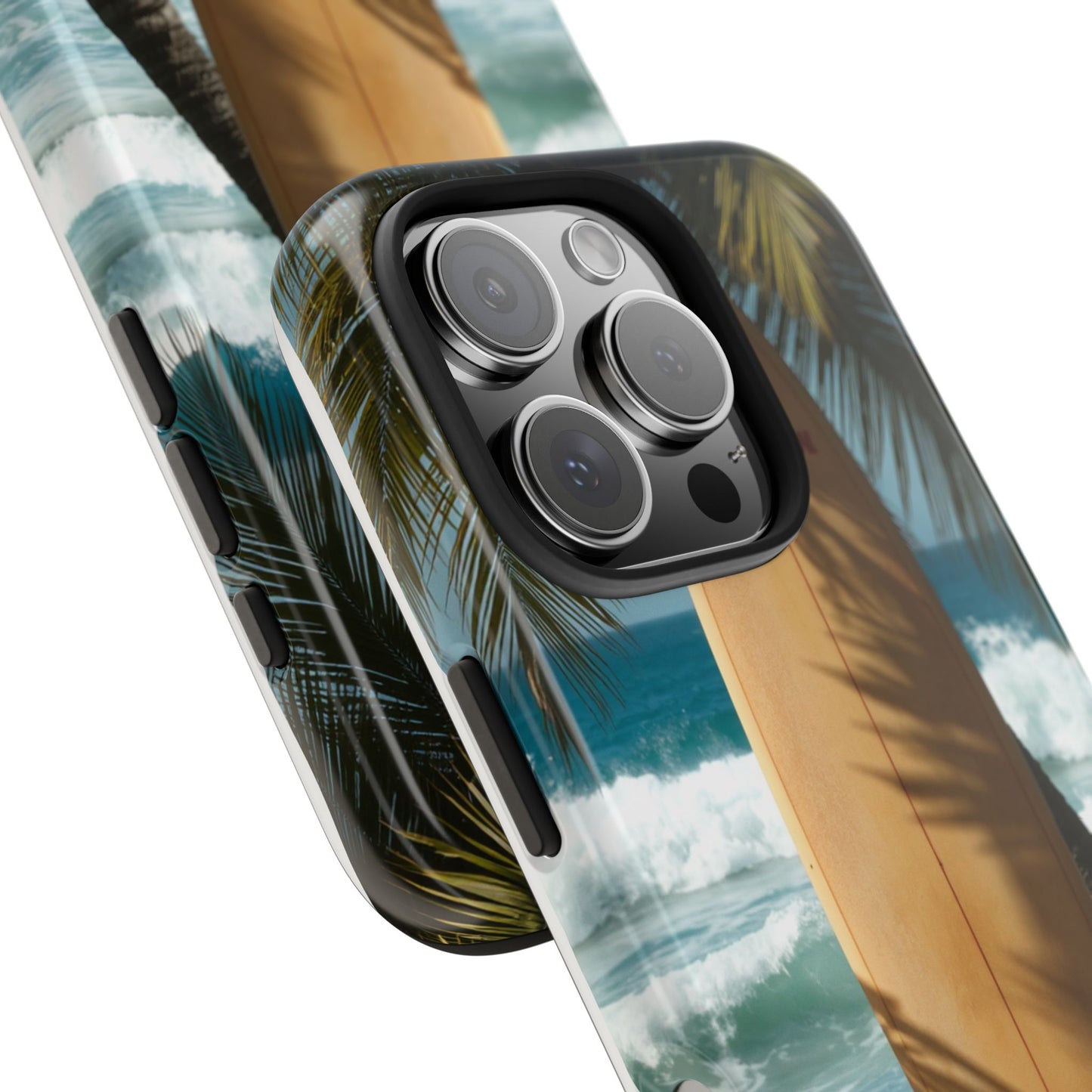 Tough Surfing Phone Case - Beach Vibes with Palm Trees & Surfboard