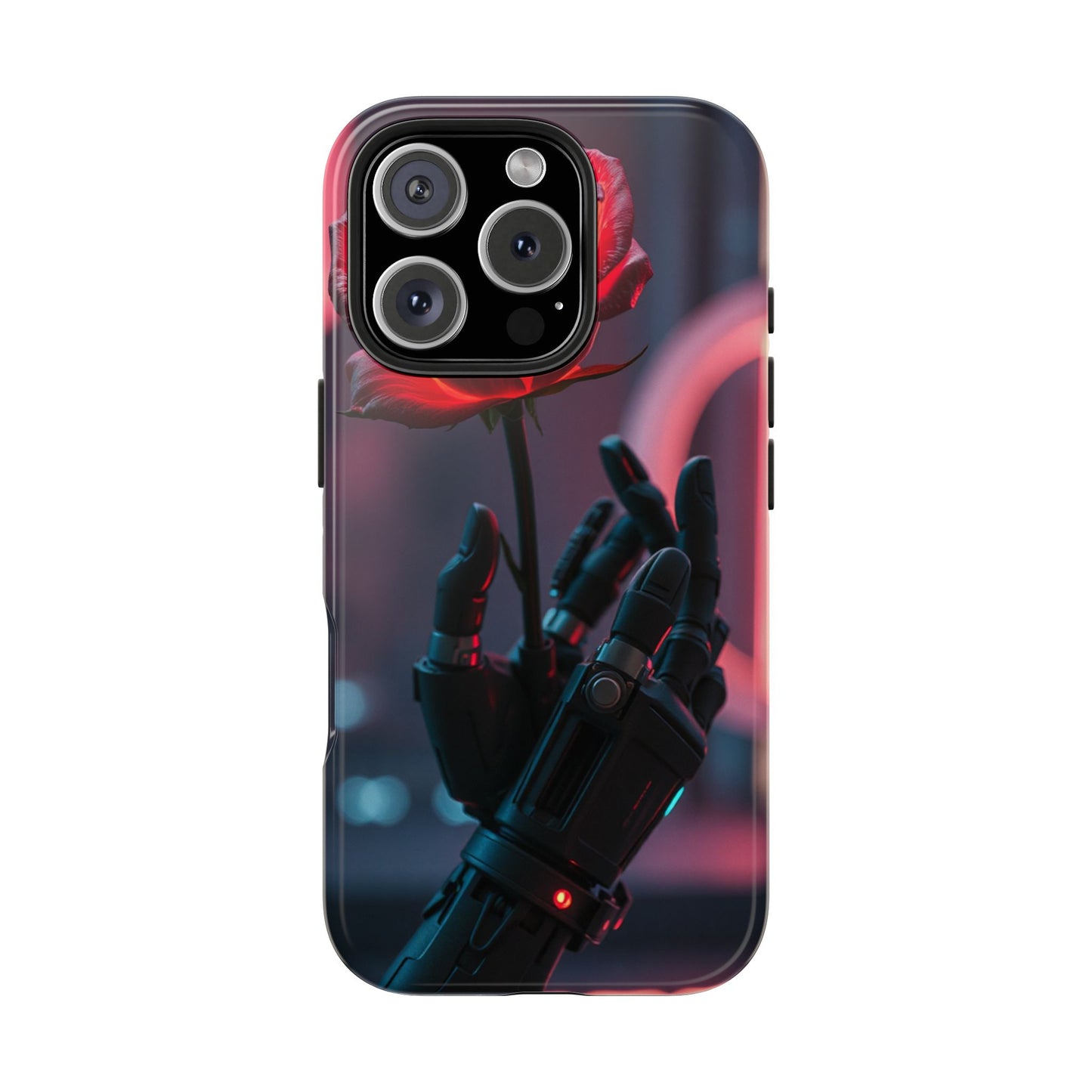 Futuristic Tough Phone Case with Robotic Rose Design | Durable Protection