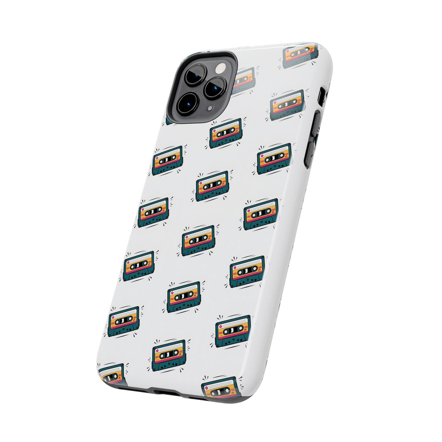 Retro Cassette Tape Phone Case Pattern - White