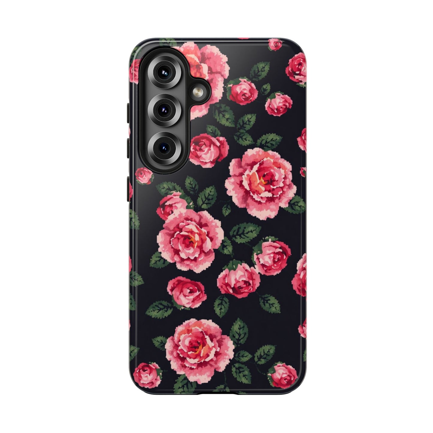 Pixelated Floral Tough Phone Case - Elegant Rose Design for Protection & Style - for iPhone