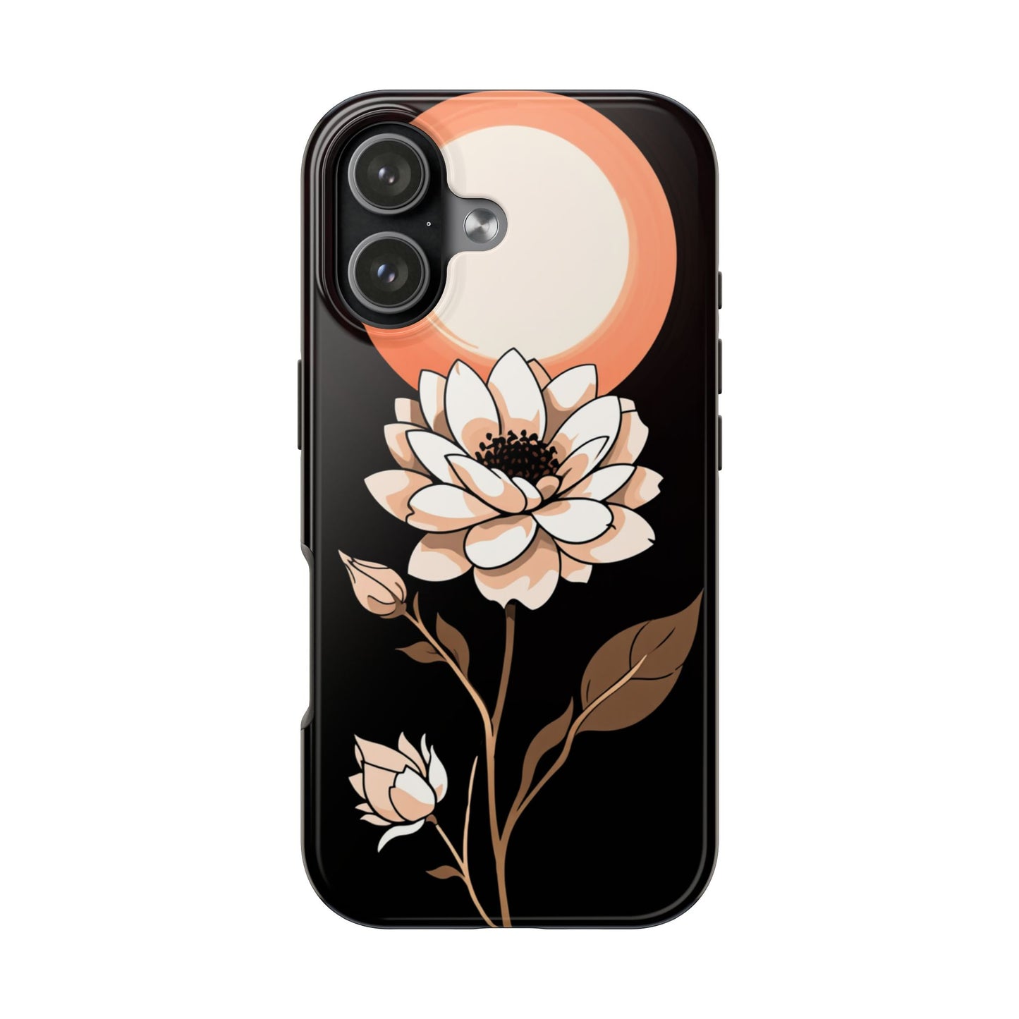 Elegant Contrast Floral Tough Phone Case - Stylish Protection for Your Device - for iPhone