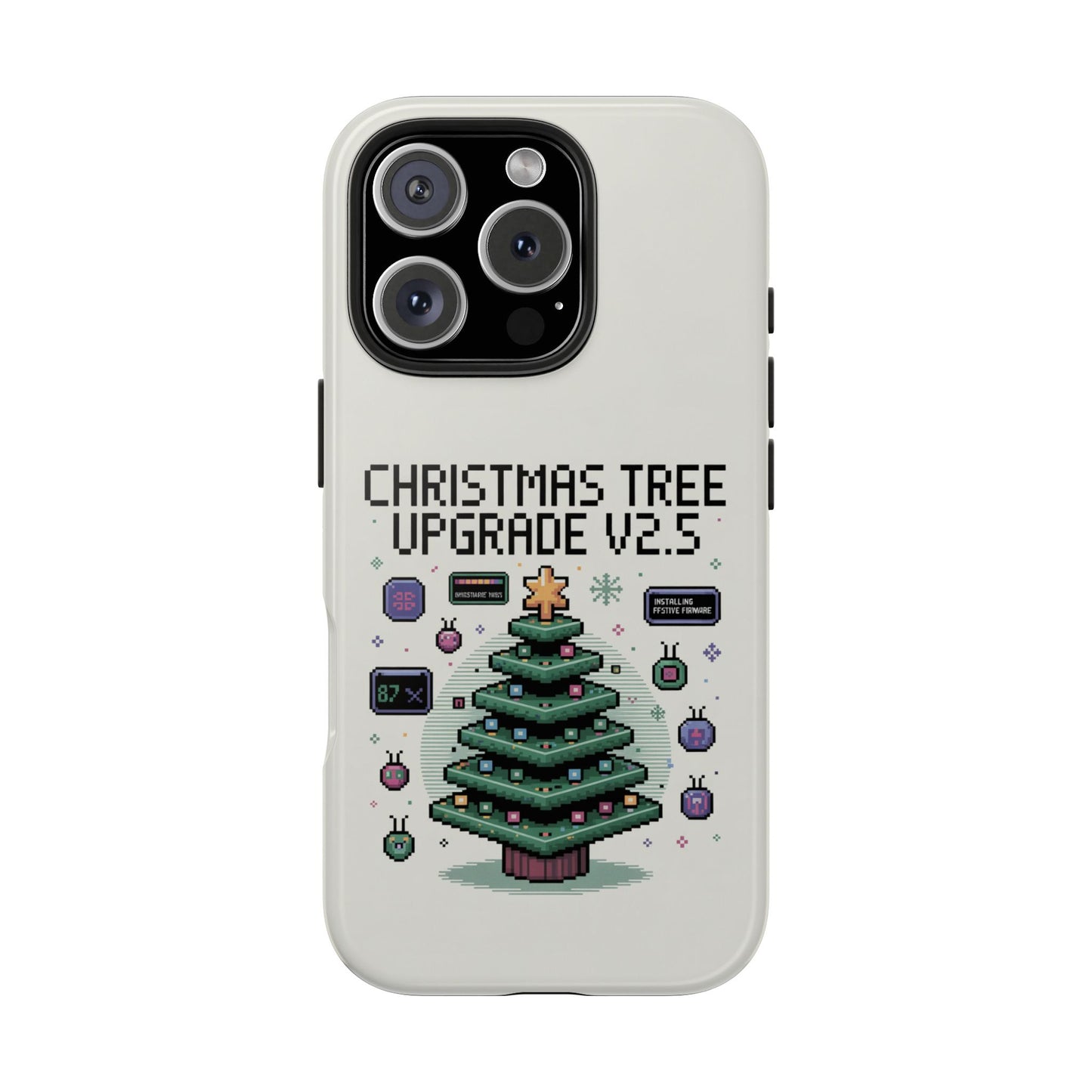 Christmas Tree Upgrade Tough iPhone Case - Pixel Art Design