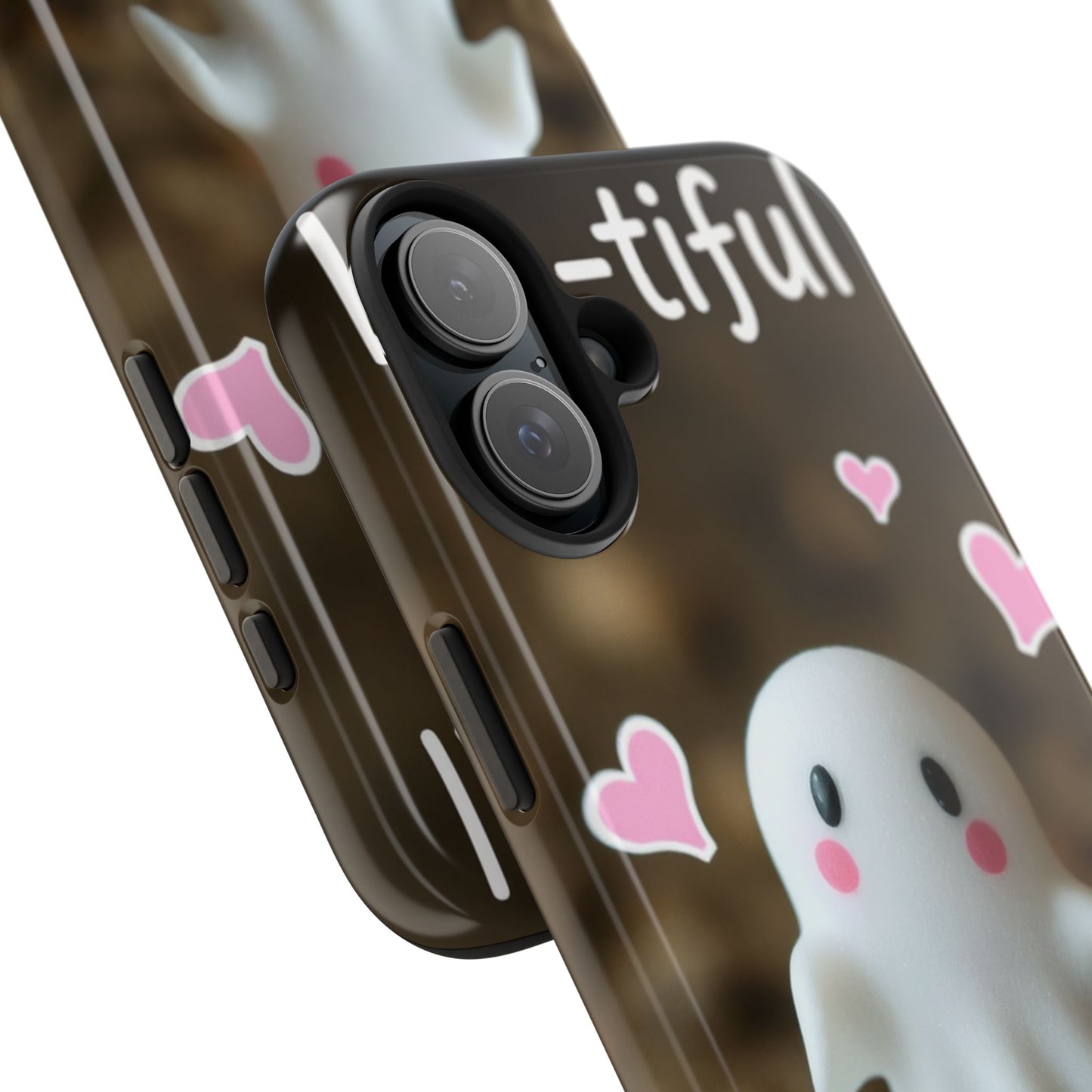 Cute Ghost Tough Phone Case - Beautiful Design with Heart Accents