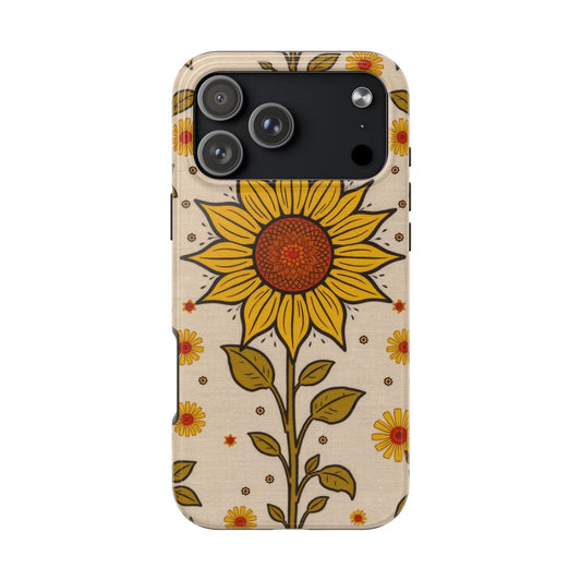 Bright Sunflower Origins Tough Phone Case - Floral Design for Nature Lovers - for iPhone