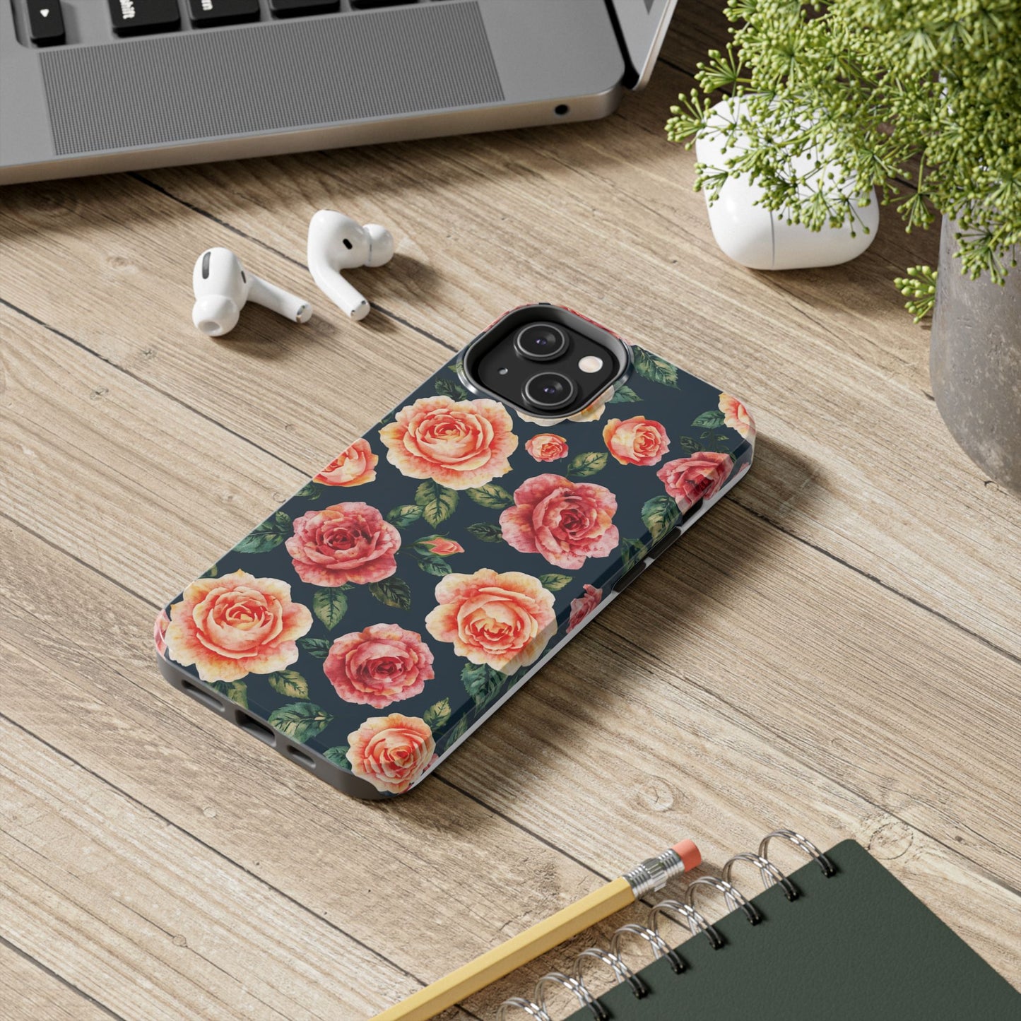 Floral Tough Phone Cases - Durable & Stylish New Age Rose Design - for iPhone
