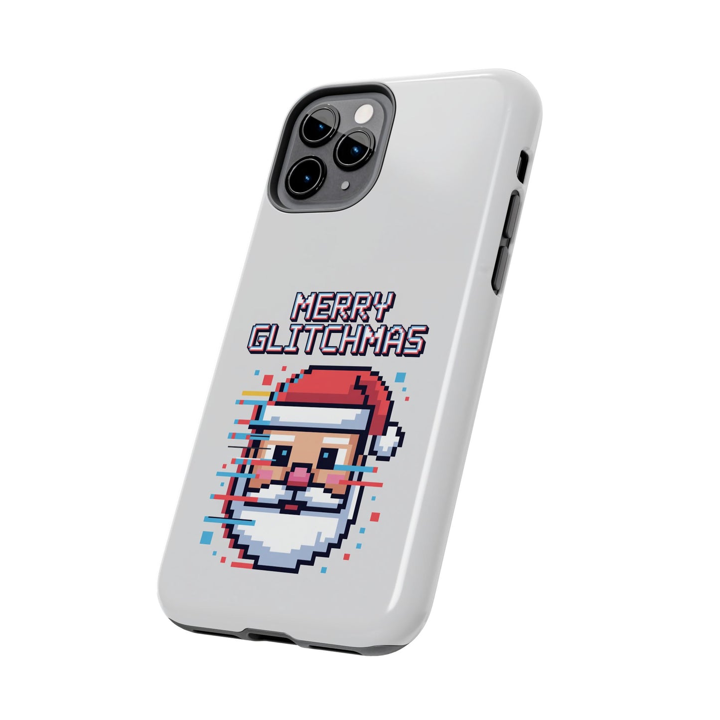 Merry Glitchmas Phone Case - Christmas Pixel Art Design for iPhone