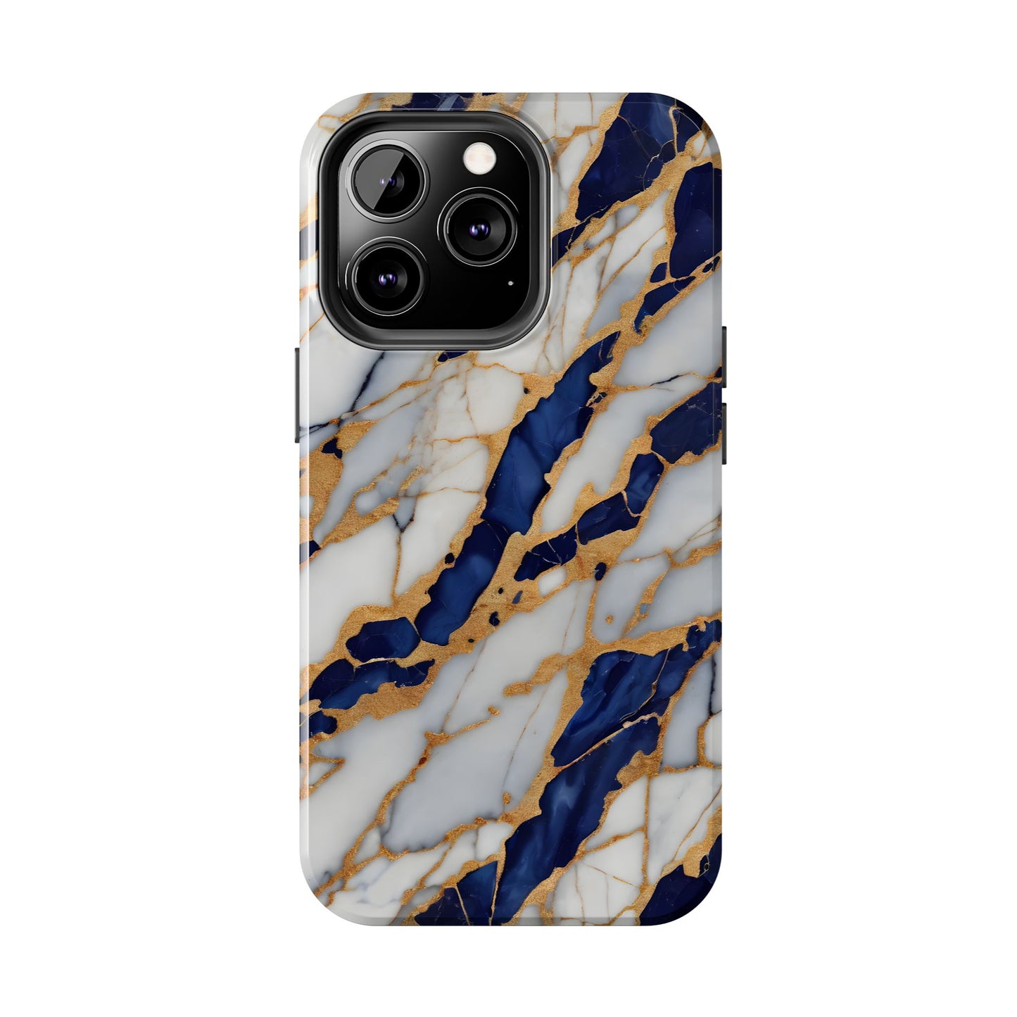 Stunning Marble Tough Phone Case - Elegant Blue & Gold Design Stylish Protection - for iPhone