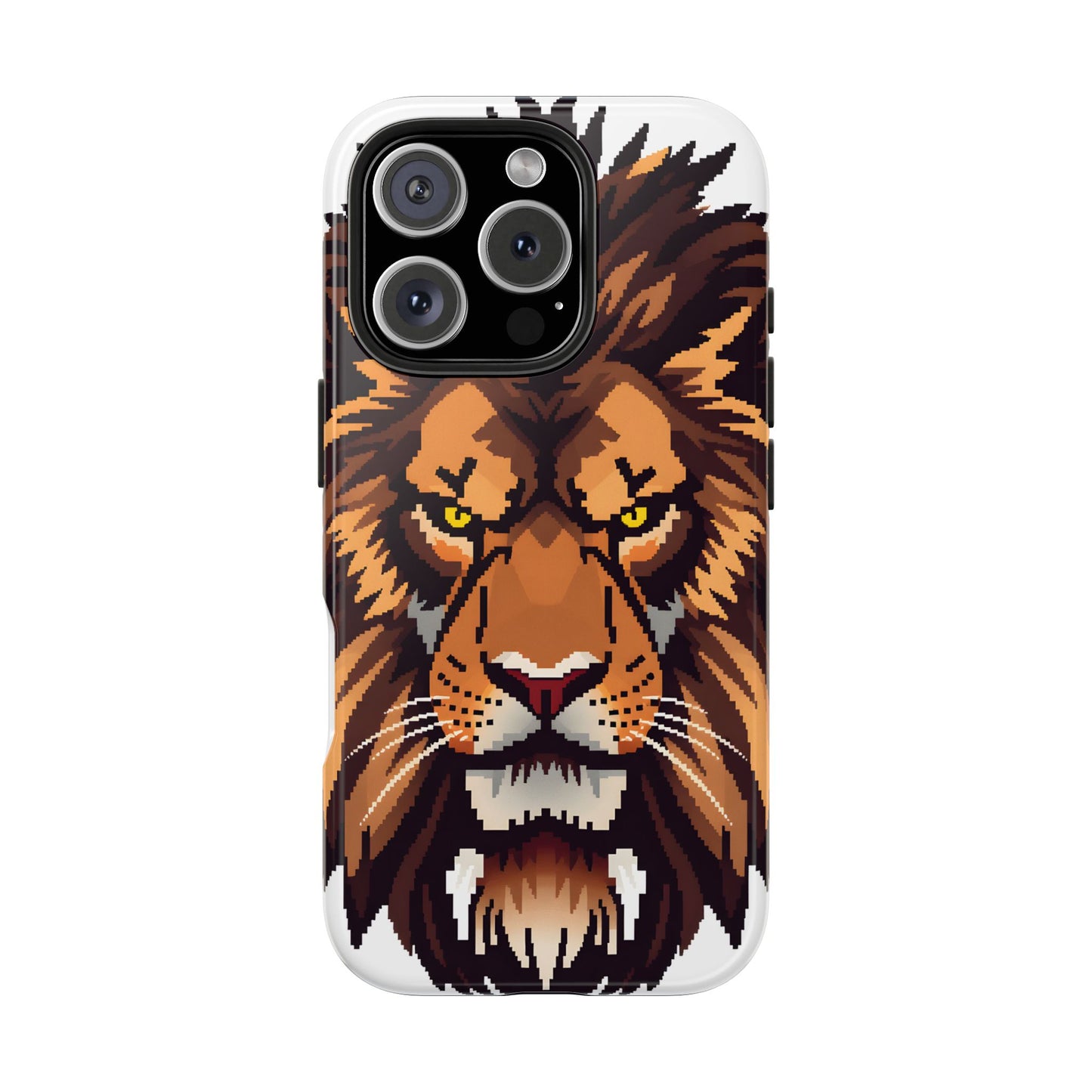 Fierce Pixelated Lion Tough Phone Case - Durable Design for Animal Lovers - for iPhone
