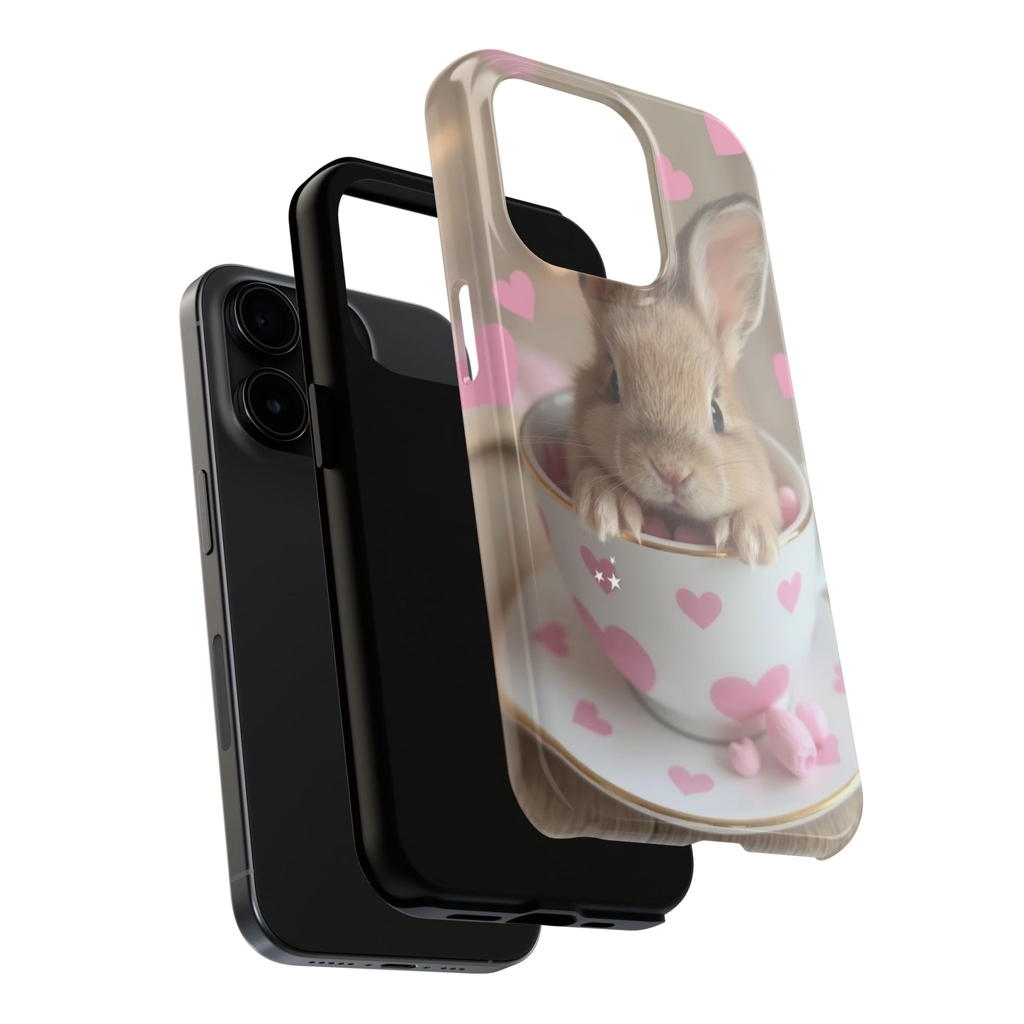 Adorable Bunny Phone Case with Heart Design - Cute Gift for Animal Lovers