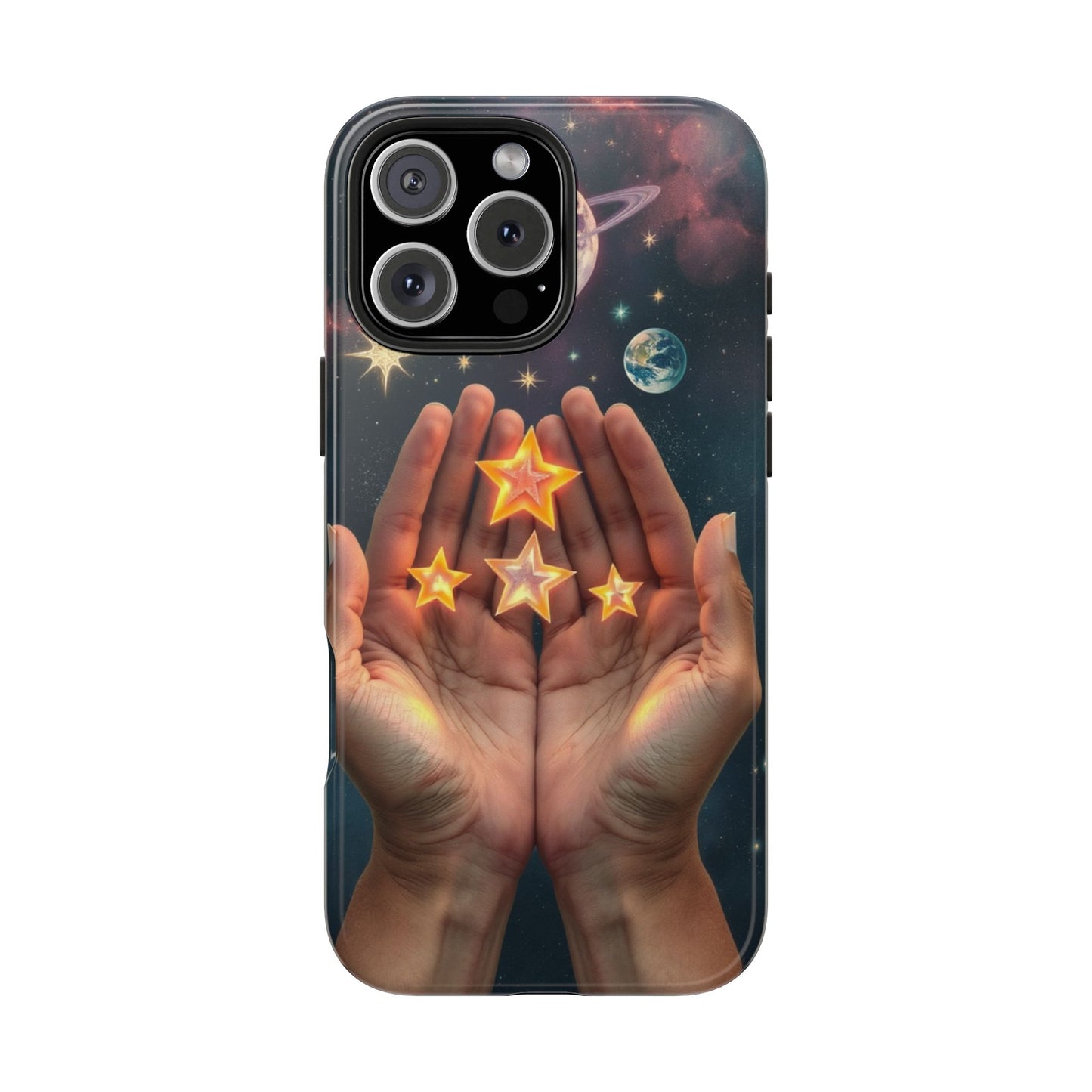 Galaxy Hands Tough Phone Case - Celestial Design for Star Lovers