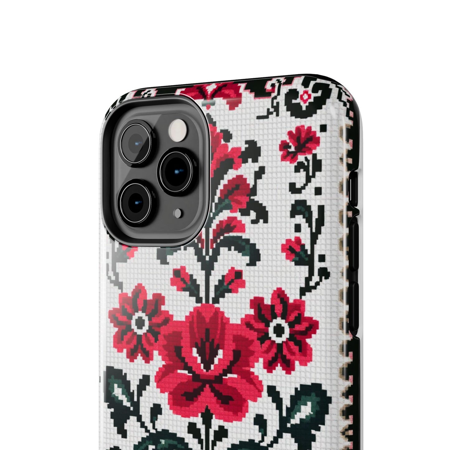 Traditional Floral Knit Tough Phone Cases - Durable Protection with Vintage Style - for iPhone
