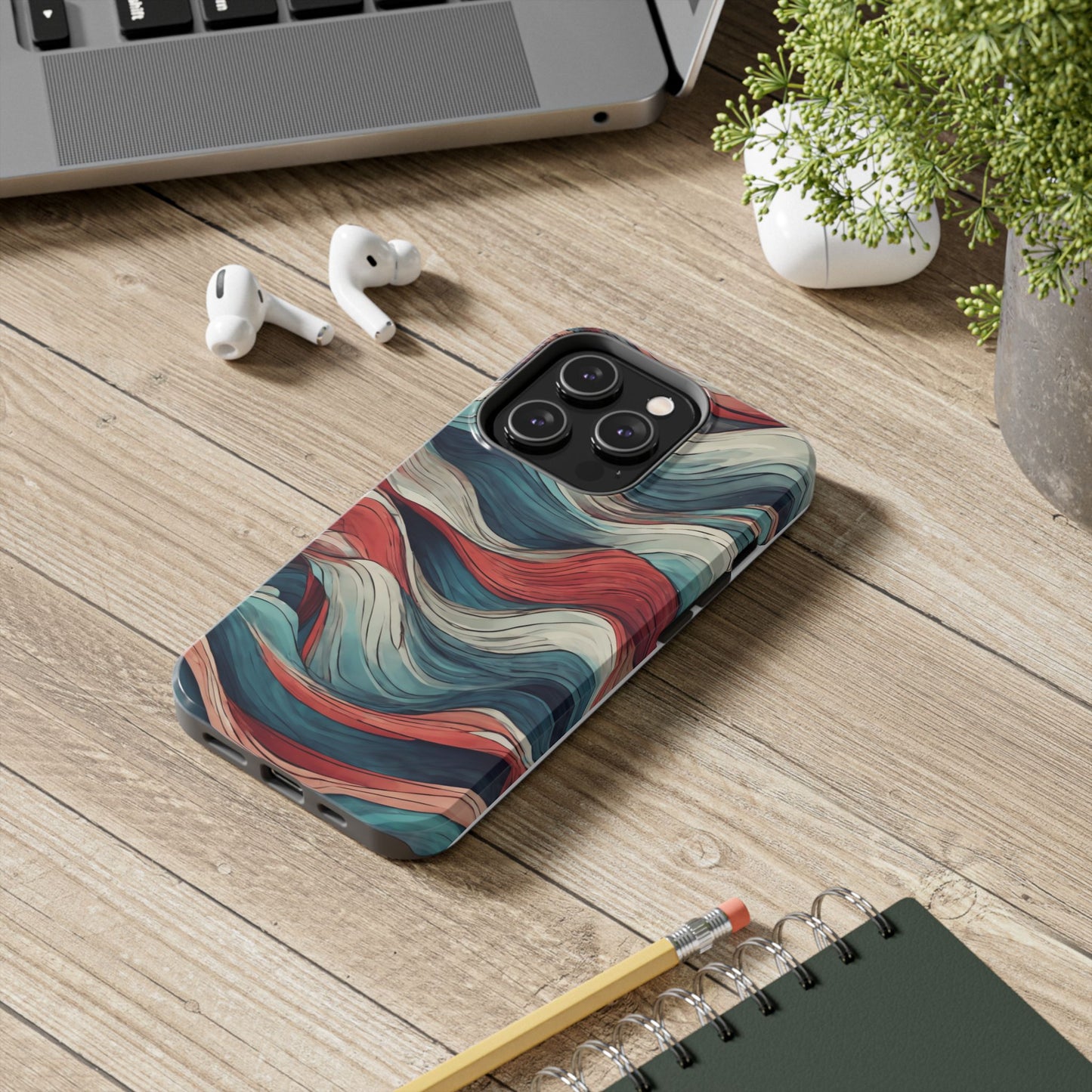 Abstract Waves Tough Phone Case - Stylish & Durable Phone Protection - for iPhone