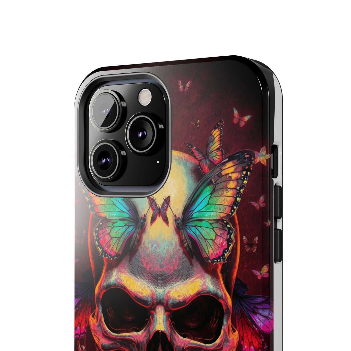 Gothic Skull Phone Case with Butterflies - Durable Tough Phone Case