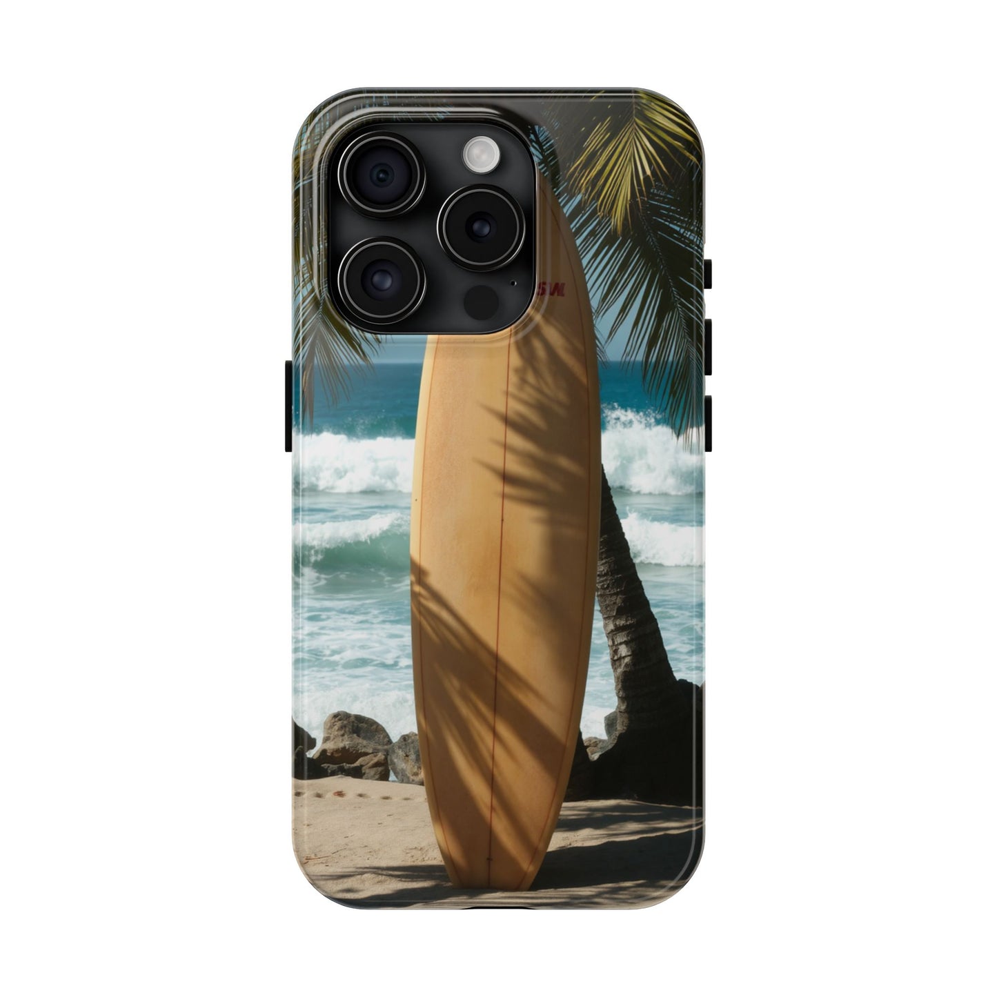 Tough Surfing Phone Case - Beach Vibes with Palm Trees & Surfboard