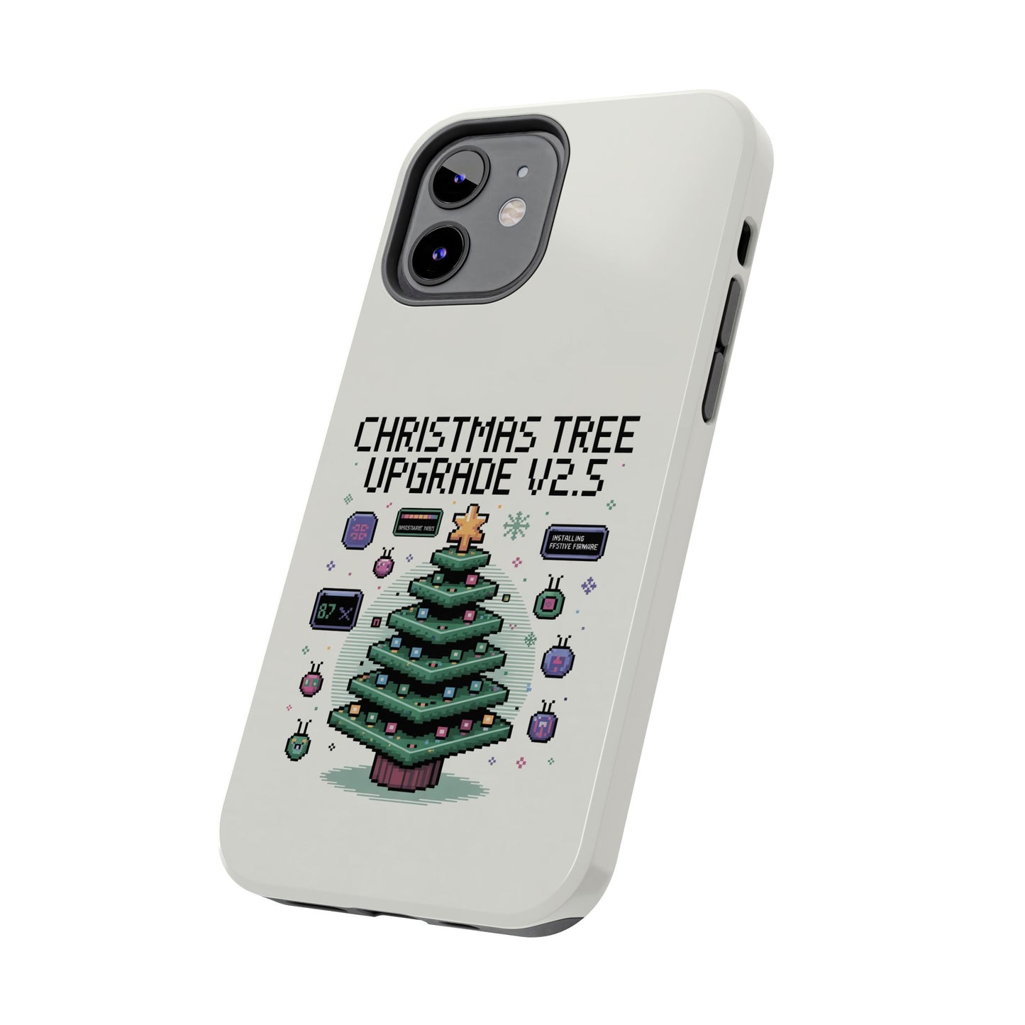 Christmas Tree Upgrade Tough iPhone Case - Pixel Art Design