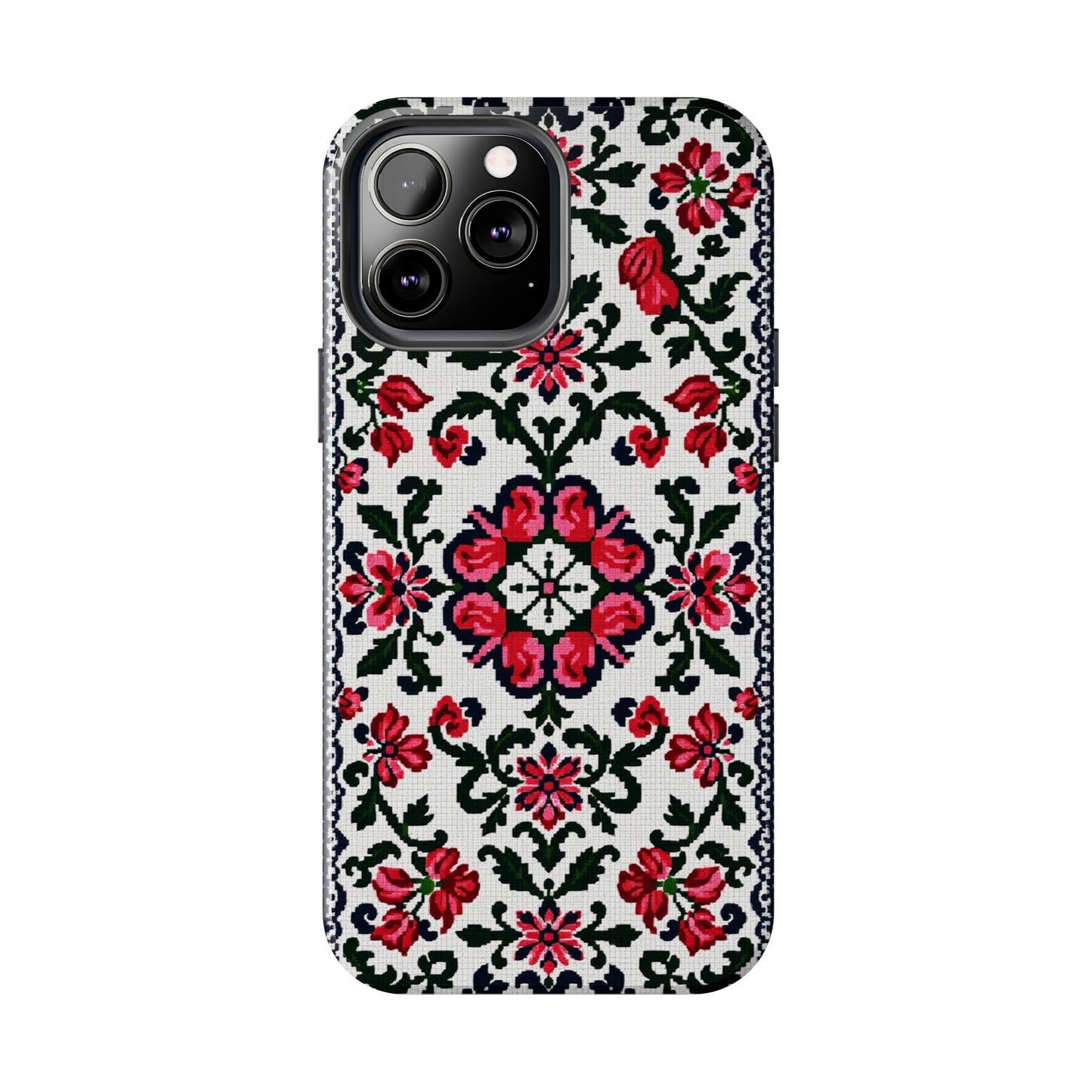 Traditional Knit Floral Design | Tough Phone Case - Durable Protection for iPhone