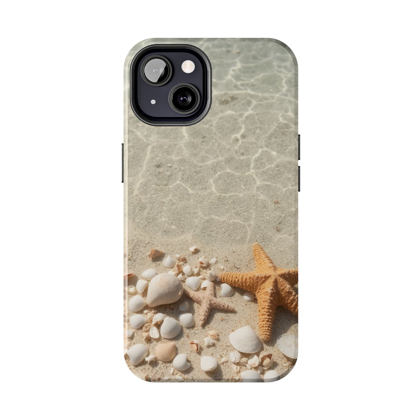 Beach-Inspired Tough Phone Case with Starfish and Seashell Design