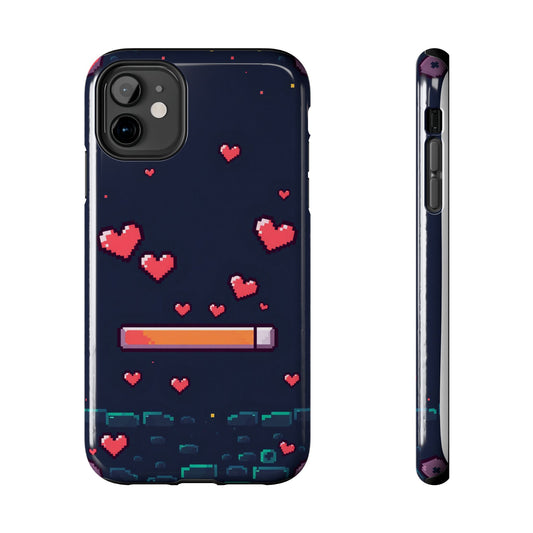 Pixel Heart Tough Phone Case - Retro Gamer Style for Valentine's Day