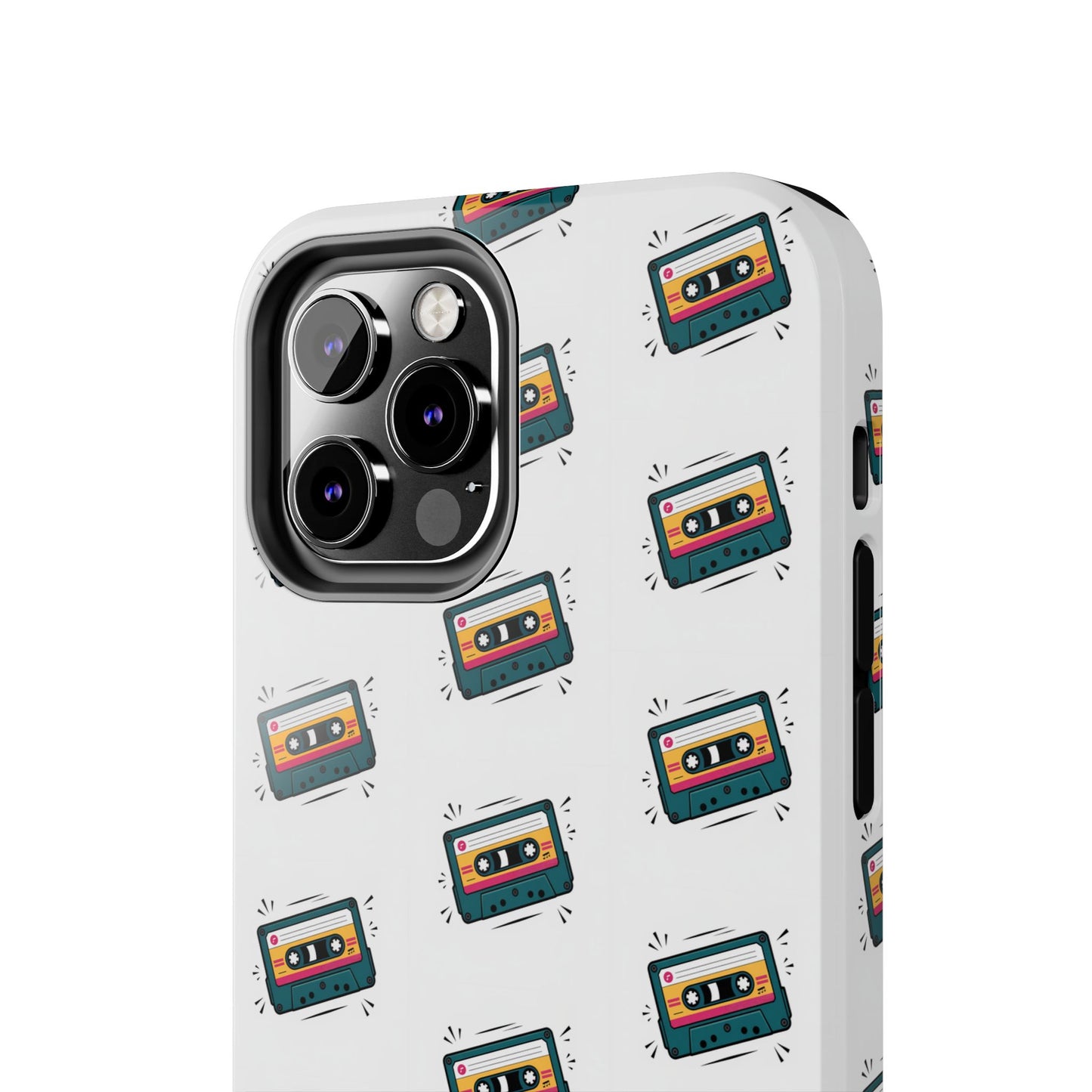 Retro Cassette Tape Phone Case Pattern - White