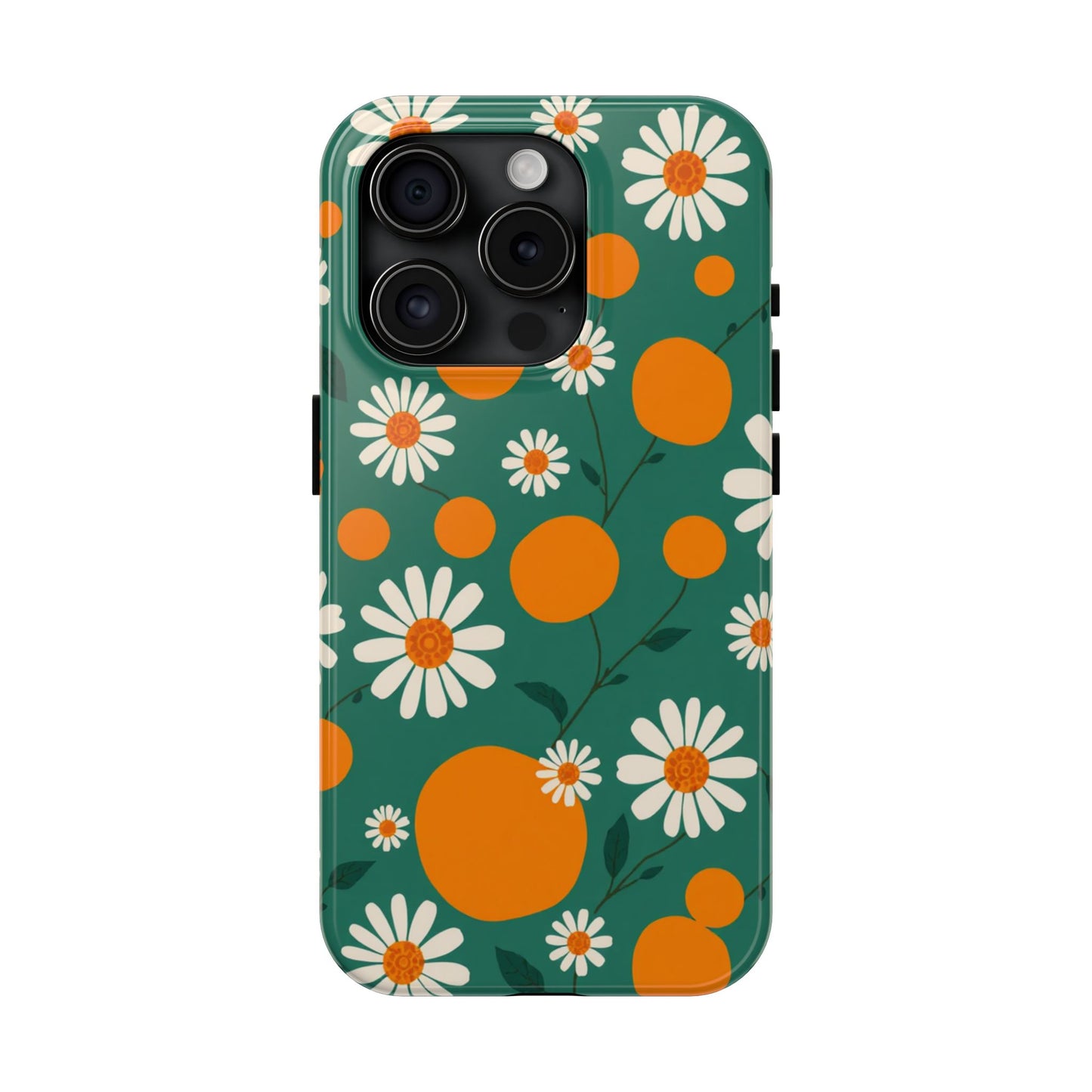Floral Tough Phone Case - Daisy & Orange Design