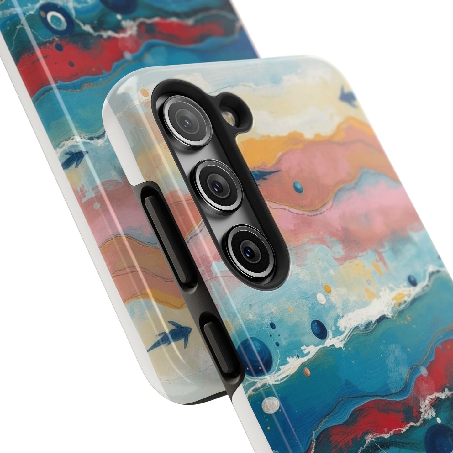Artistic Tough Phone Case - Vibrant Waves Design for Unique Style