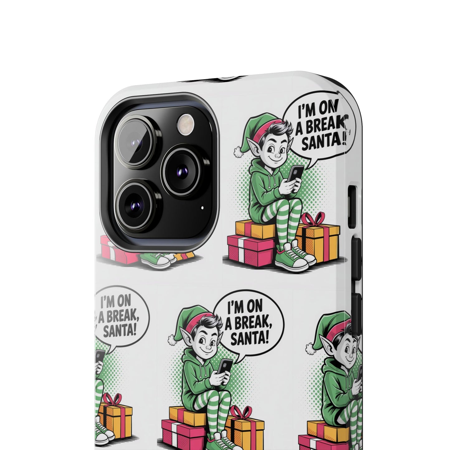 Christmas Elf Tough Phone Case - I'm on a Break, Santa Pattern!