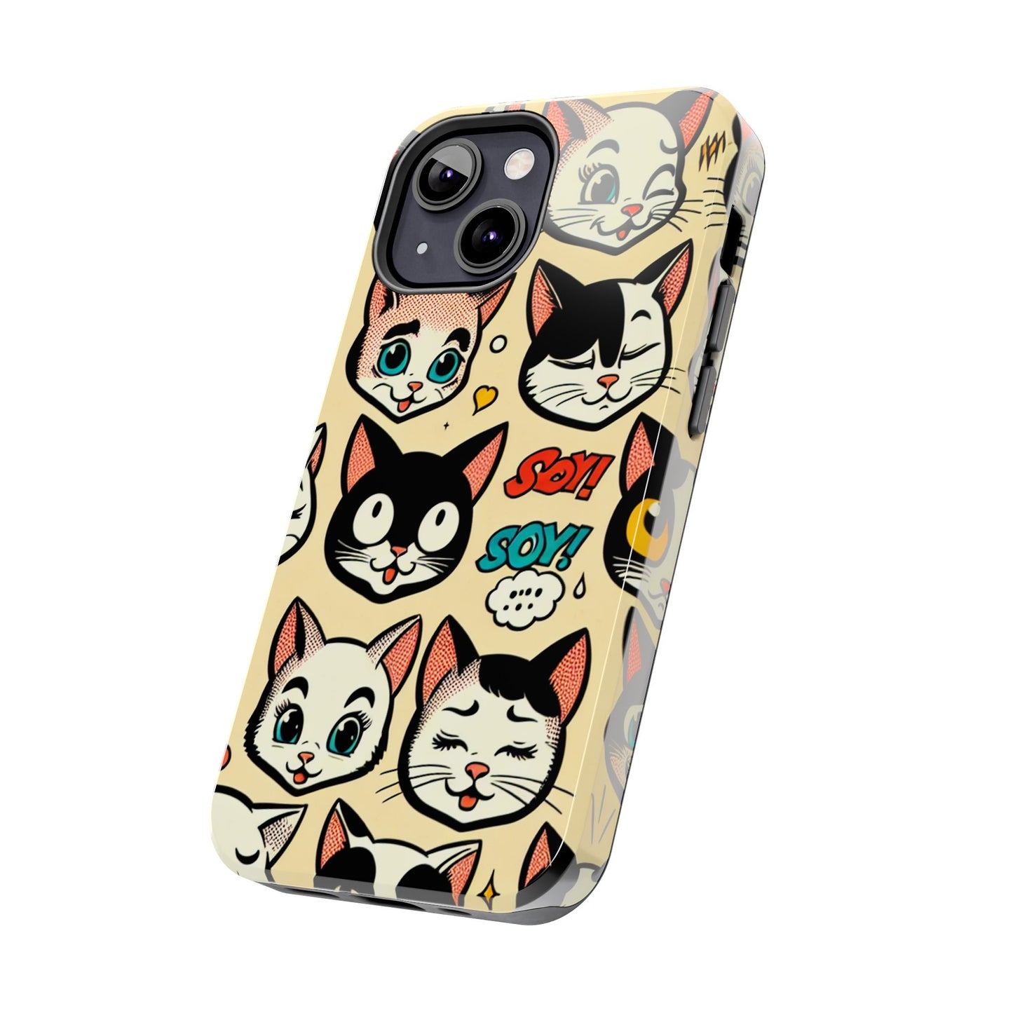 Playful Cat-Themed Tough Phone Case - Pet Pattern - for iPhone