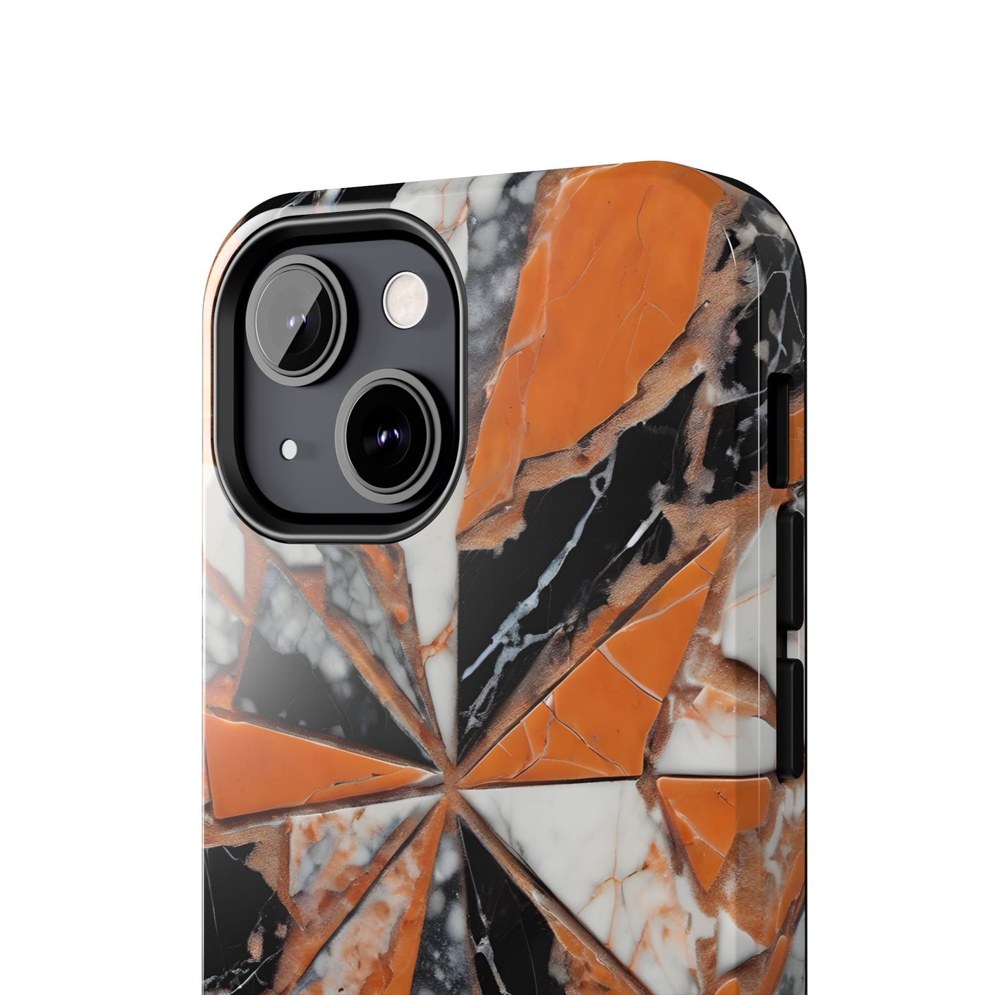 Shattered Pieces Marble Black and Orange Tough Phone Case - for iPhone
