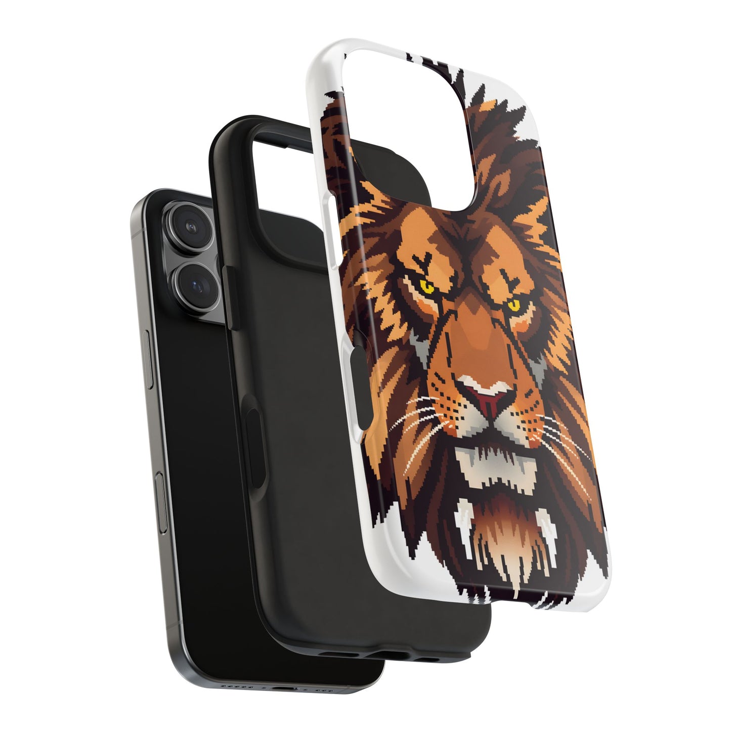 Fierce Pixelated Lion Tough Phone Case - Durable Design for Animal Lovers - for iPhone