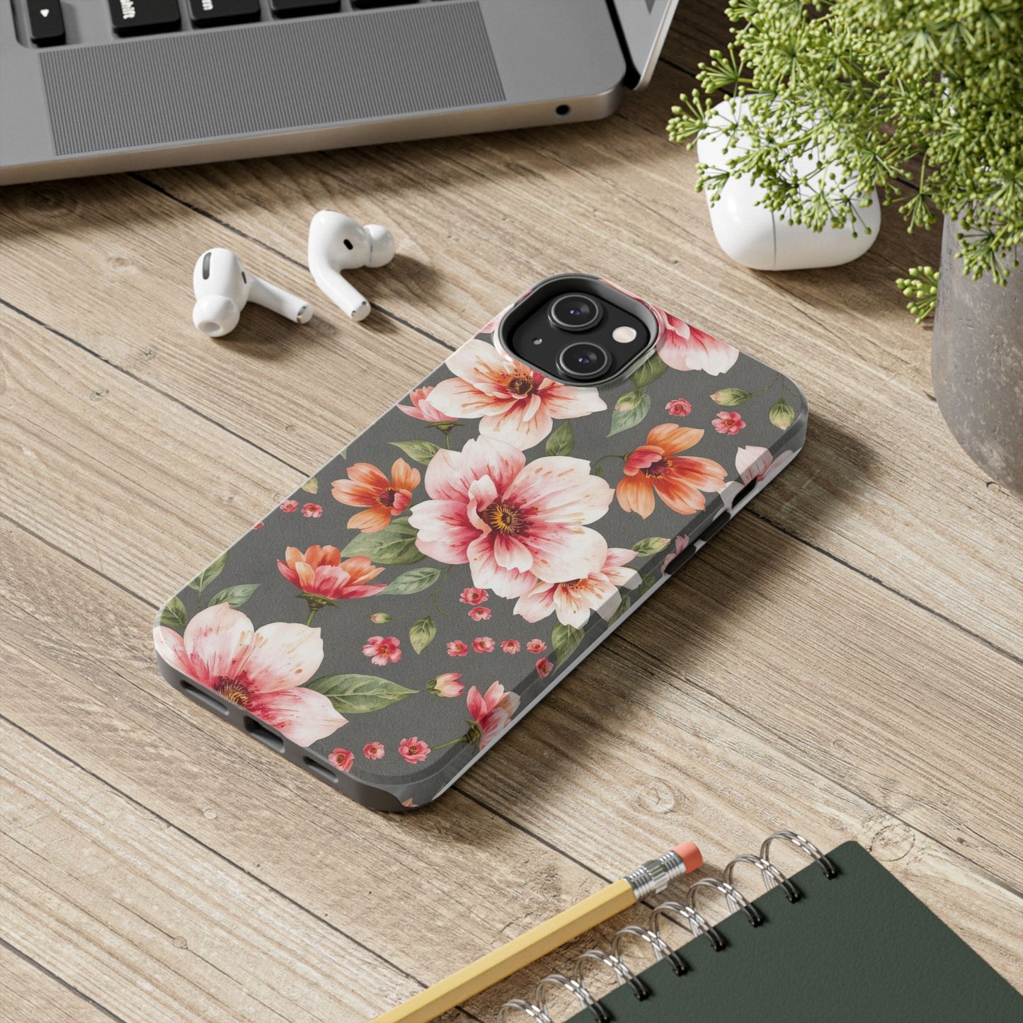 Floral Pink Tough Phone Case - Stylish & Durable Floral Design - for iPhone