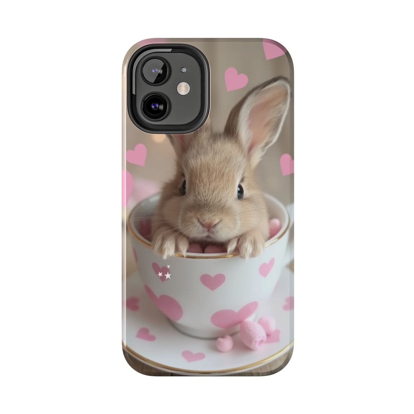 Adorable Bunny Phone Case with Heart Design - Cute Gift for Animal Lovers