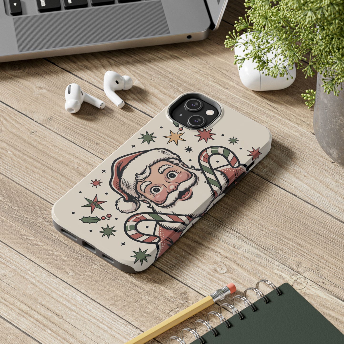 Retro Santa Tough Phone Case - Festive Holiday Design