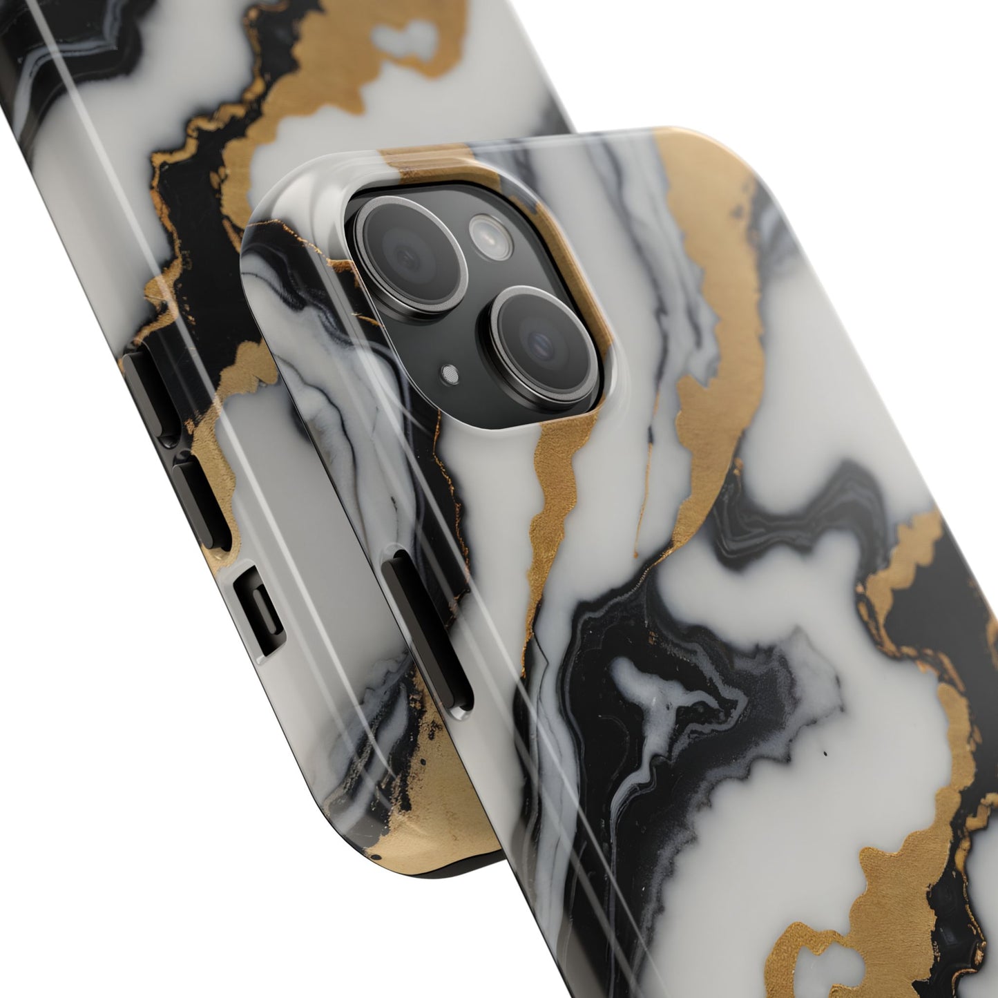 Elegant Gold Marble Tough Phone Case - Stylish Protection for Your iPhone