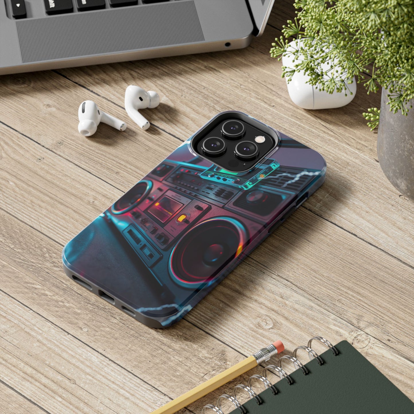 Retro Boombox Tough Phone Case – Vibrant Protection for Music Lovers